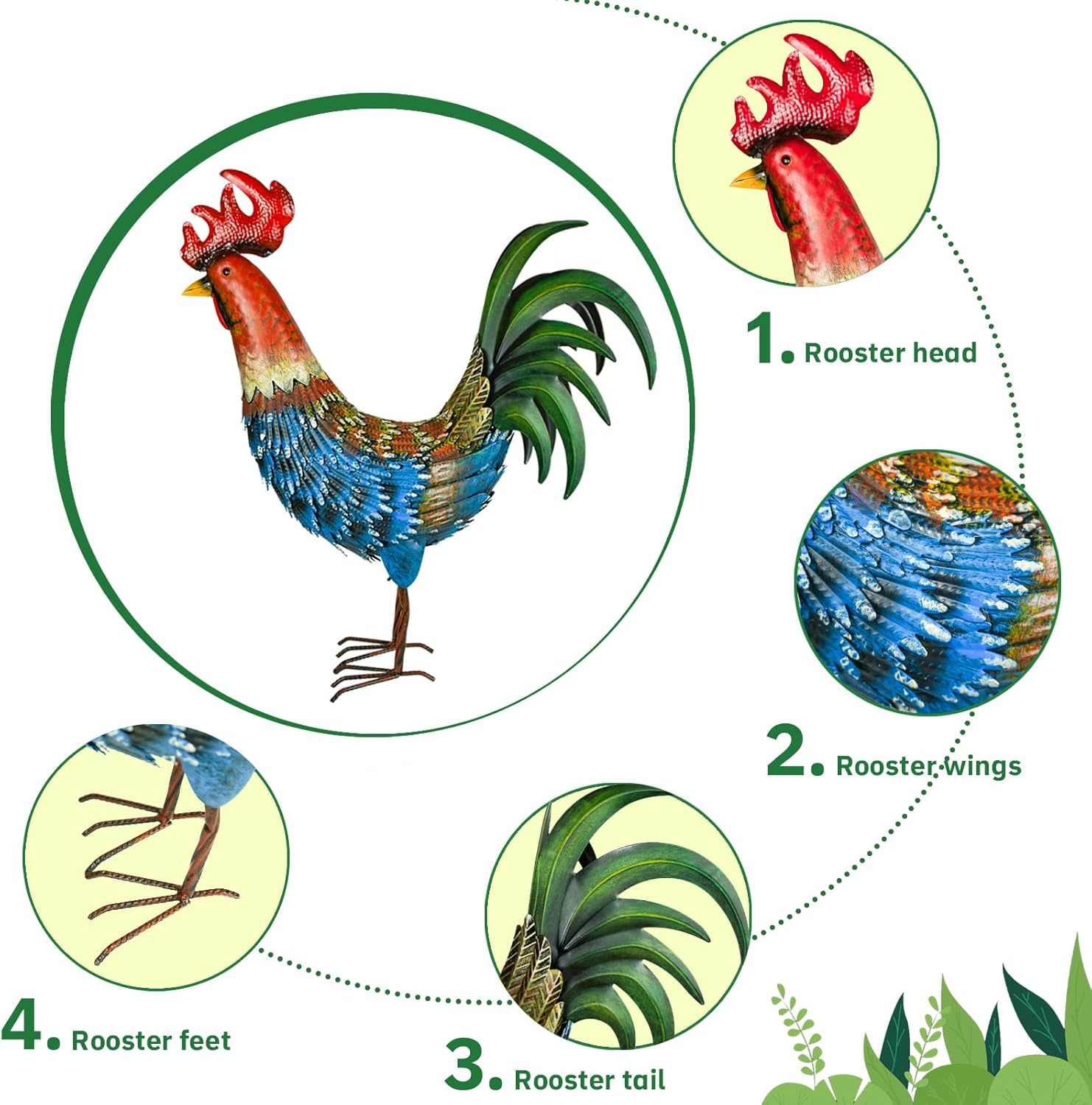 Chicken Decor Garden Sculptures & Statues Rooster Decor Extra Large Outdoor Sculptures Metal Yard Decor Ornaments Outdoor Sculpture
