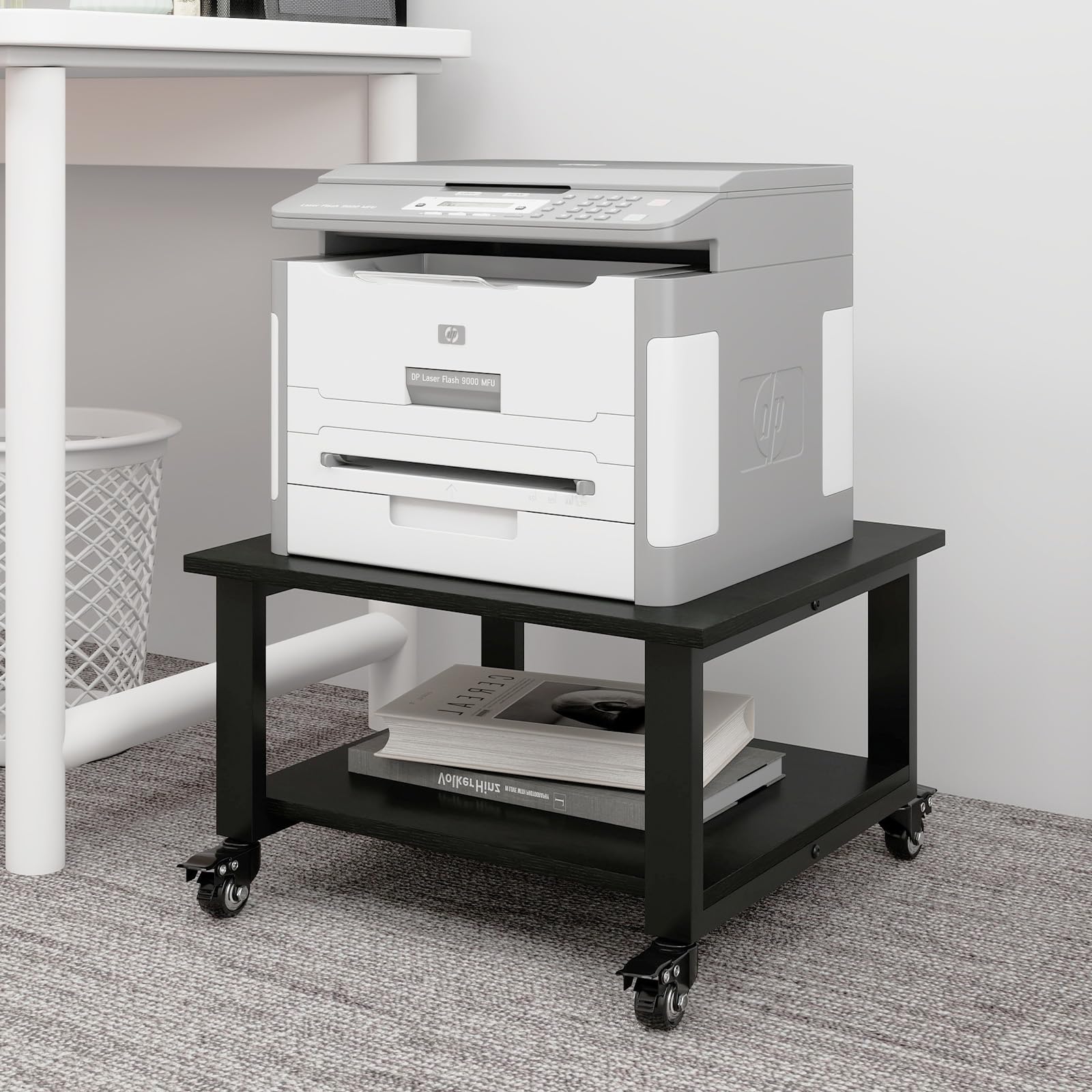 Natwind 2 Tier Laser Printer Stand,20''x20'' Under Desk Printer Cart, Black