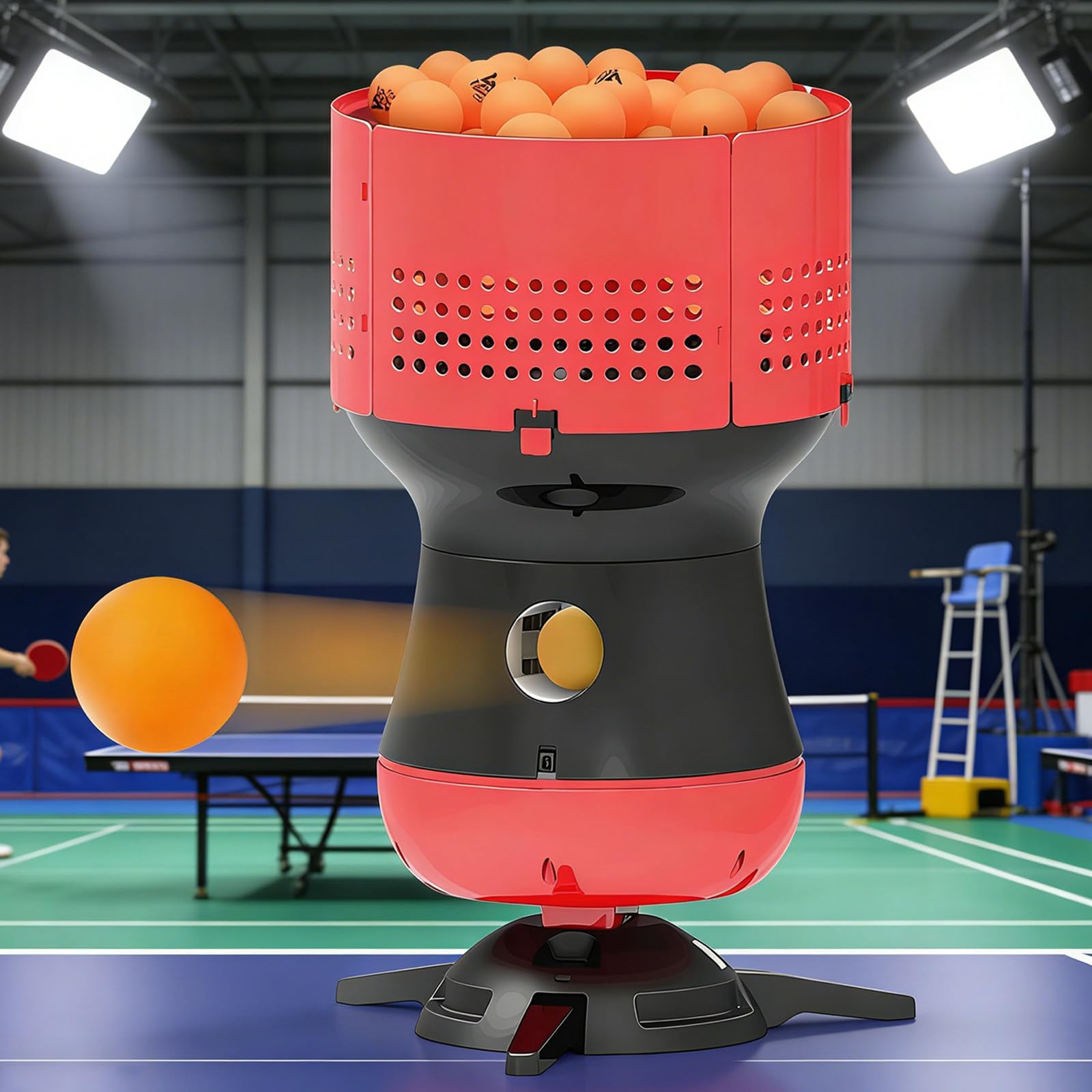 Lanceur de balles de ping-pong programmable avec télécommande, vitesse rotation placement personnalisables