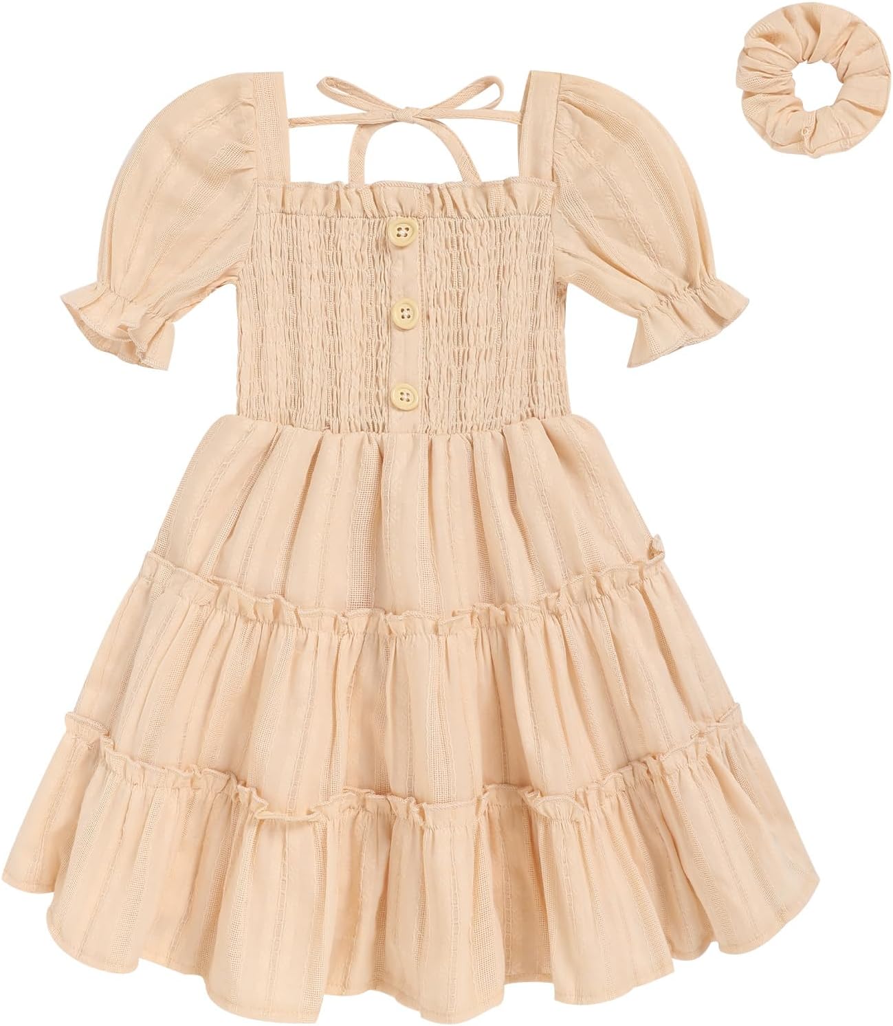 GRNSHTS Toddler Girl's Summer Sundress | Kids Short Sleeve Beach Dress with Matching Headband 2-6Y