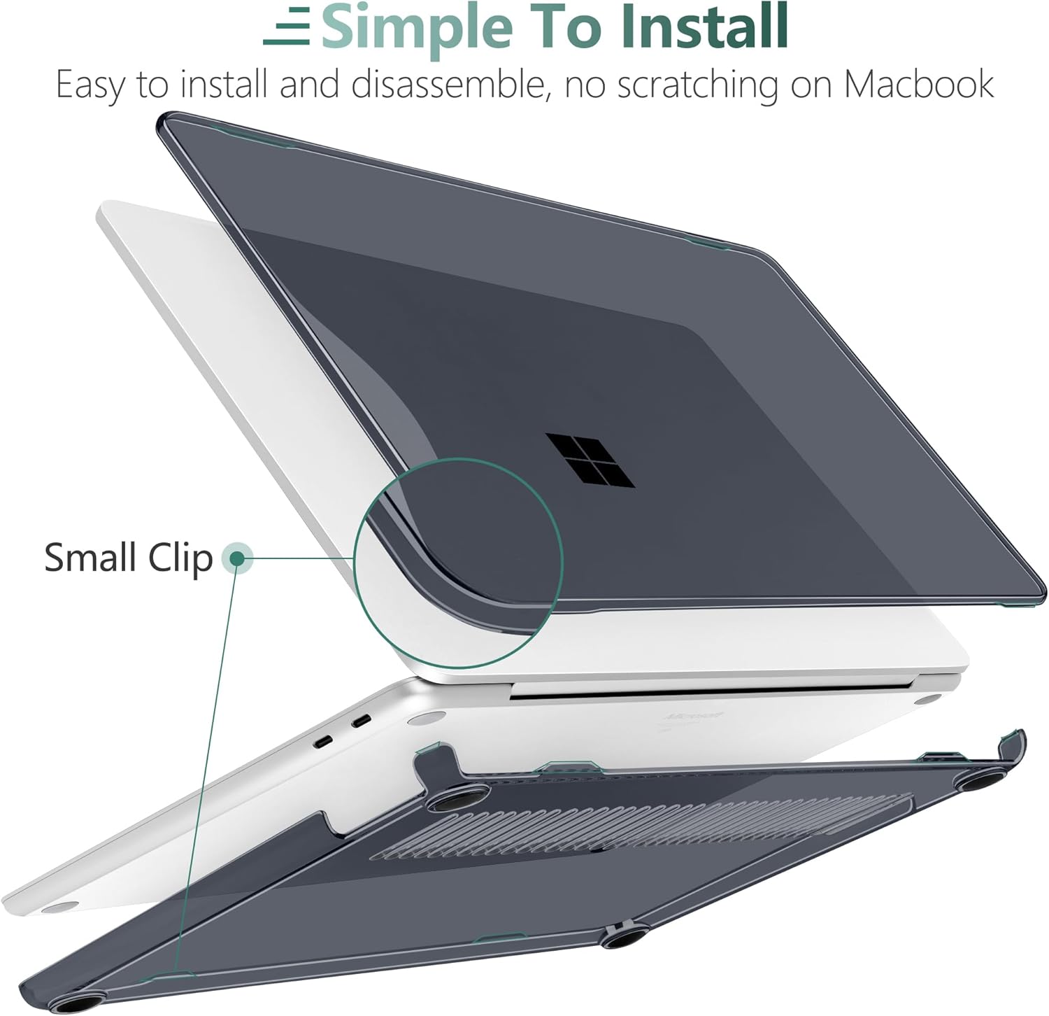 Batianda Crystal Clear Case for 13-inch Microsoft Surface Laptop Copilot+ PC 2025 (Latest Model), Lightweight Hard Shell with Scratch-Resistant Protection, Precise Cutouts, Easy Installation, Black