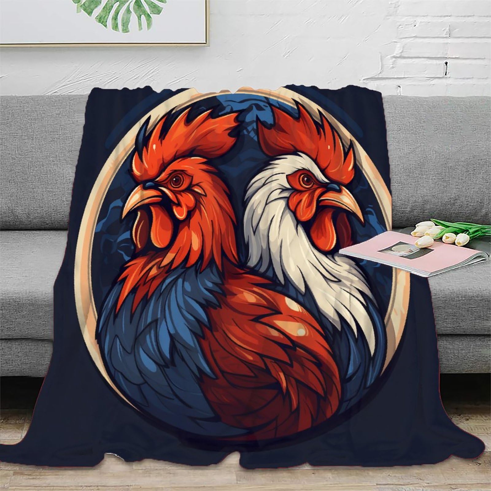 Couverture coq flanelle impression 3D peluche super douce