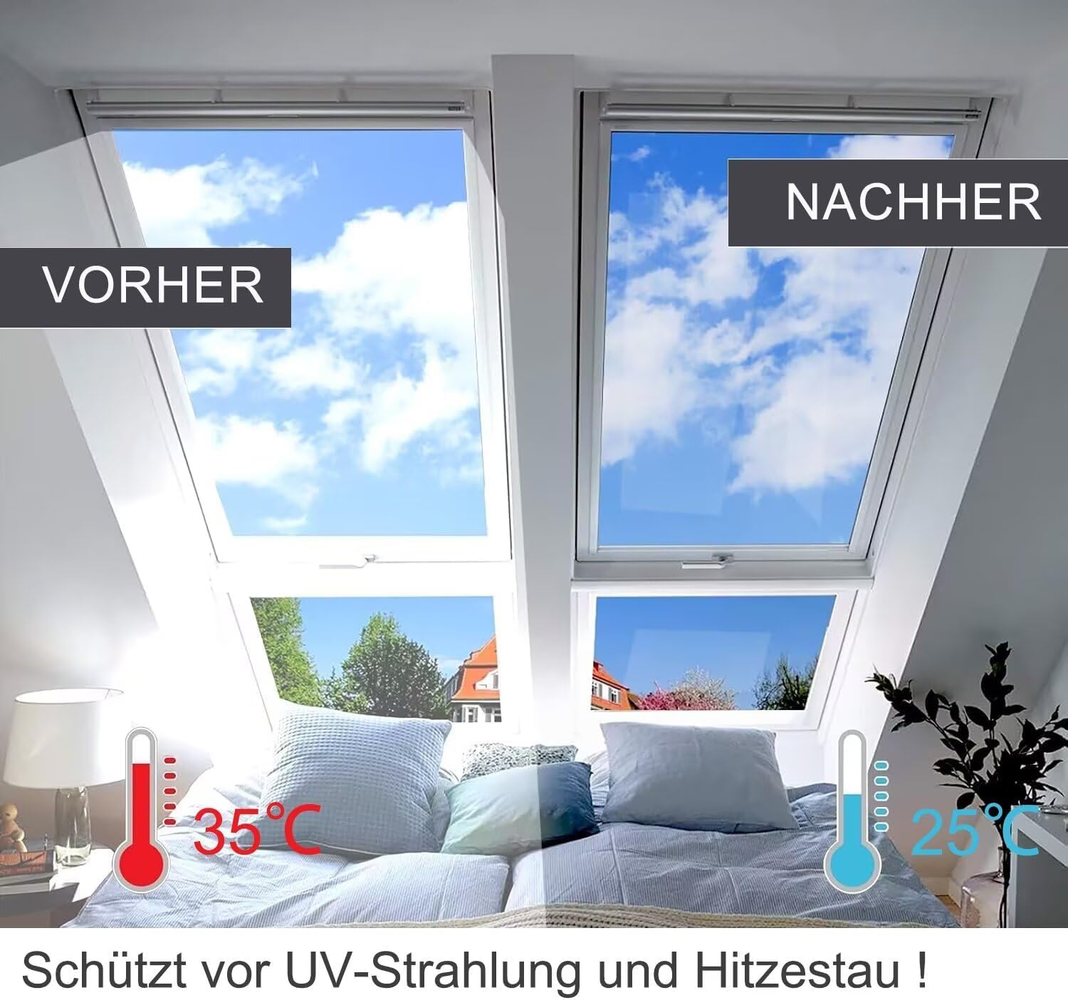 Spiegelfolie Fenster Sichtschutz 100x200cm Sonnenschutzfolie Fenster Innen & Außen Fensterfolie Sonnenschutz Einseitige UV Folie Fenster Hitzeschutz ideal für Wohnzimmer und Büro, Silber