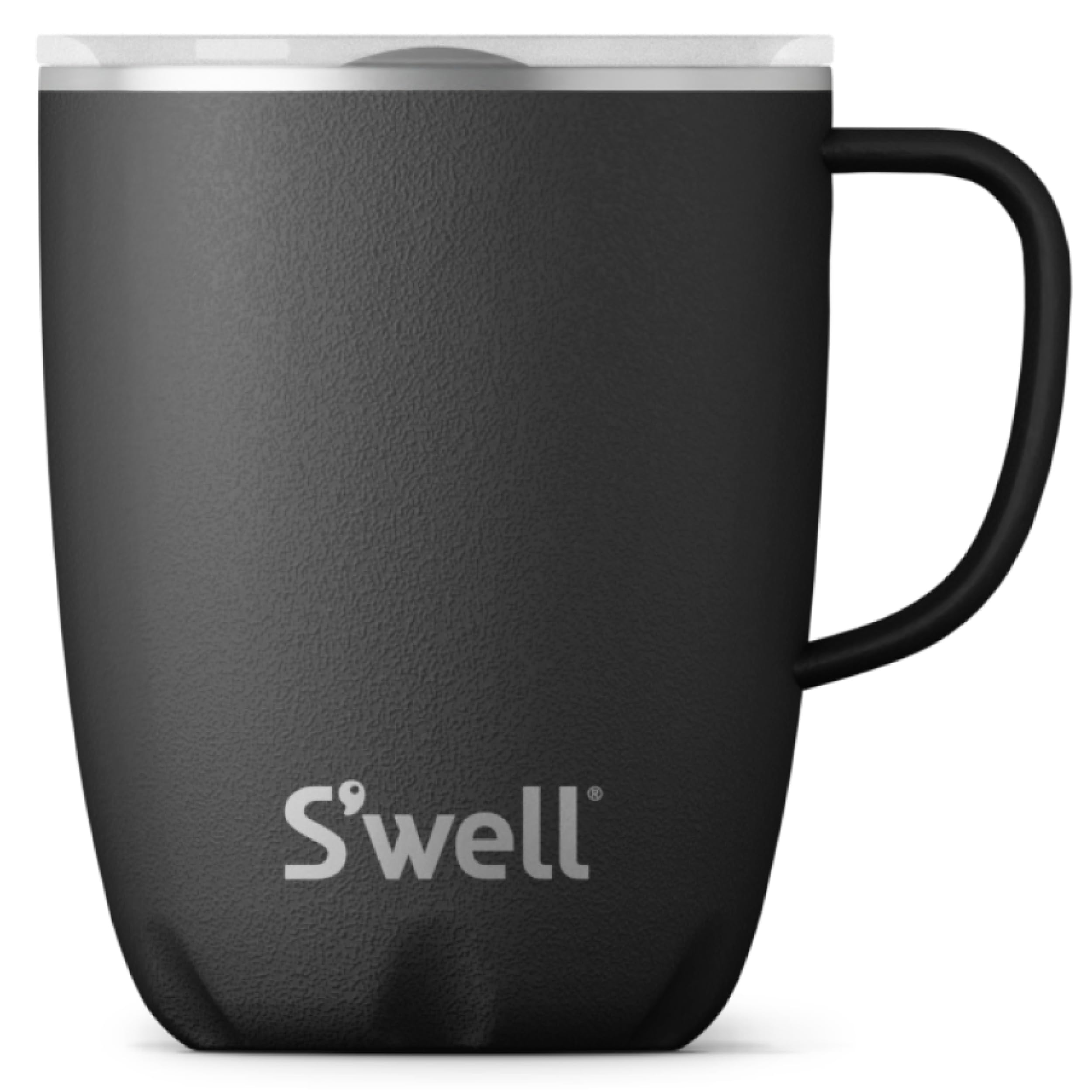 S'well Stainless Steel Mug with Handle, 12oz, Onyx, Triple Layered Vacuum Insulated Containers Keeps Drinks Colder and Hotter for Longer, BPA Free