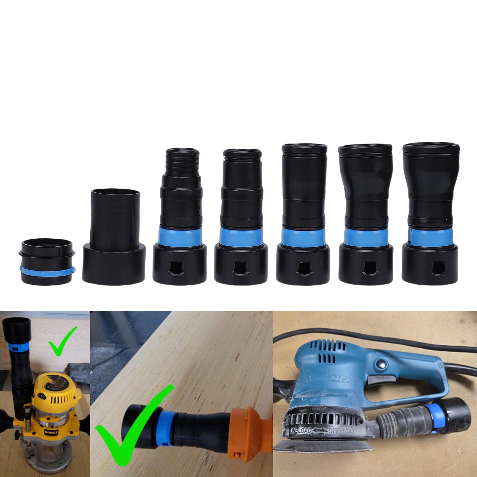 Tyenaza 7 adaptadores de expansión de Manguera de vacío, Conectores rápidos de recolección de Polvo para el hogar, Taller, de aspiración, lijadora de Herramientas eléctricas