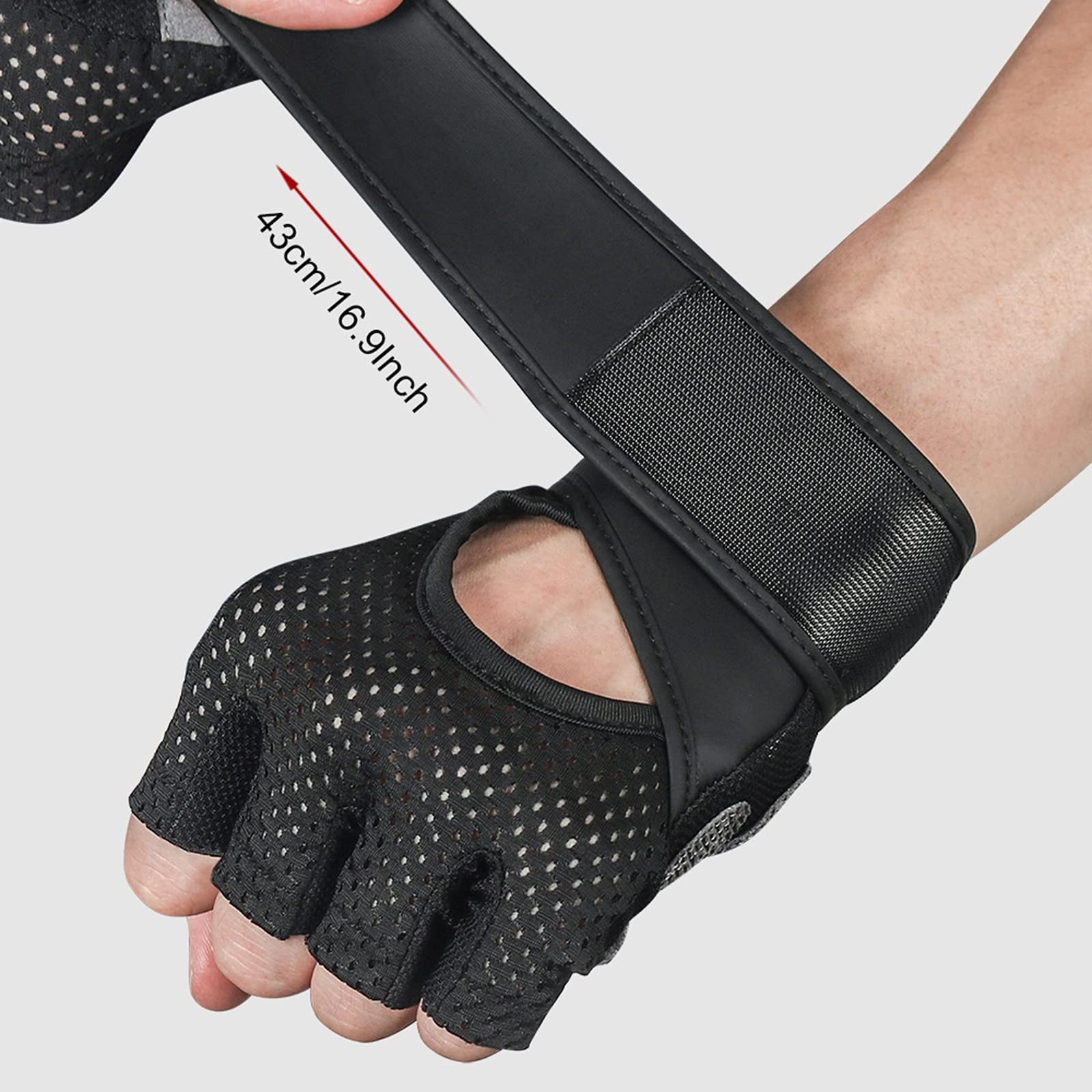 Guanti per sollevamento pesi per allenamento in palestra Protezione mezze dita Gper fitness Bodybuilding powerlifting Allenamento della forza Ciclismo ed esercizio (Color : Black, Size : XL)