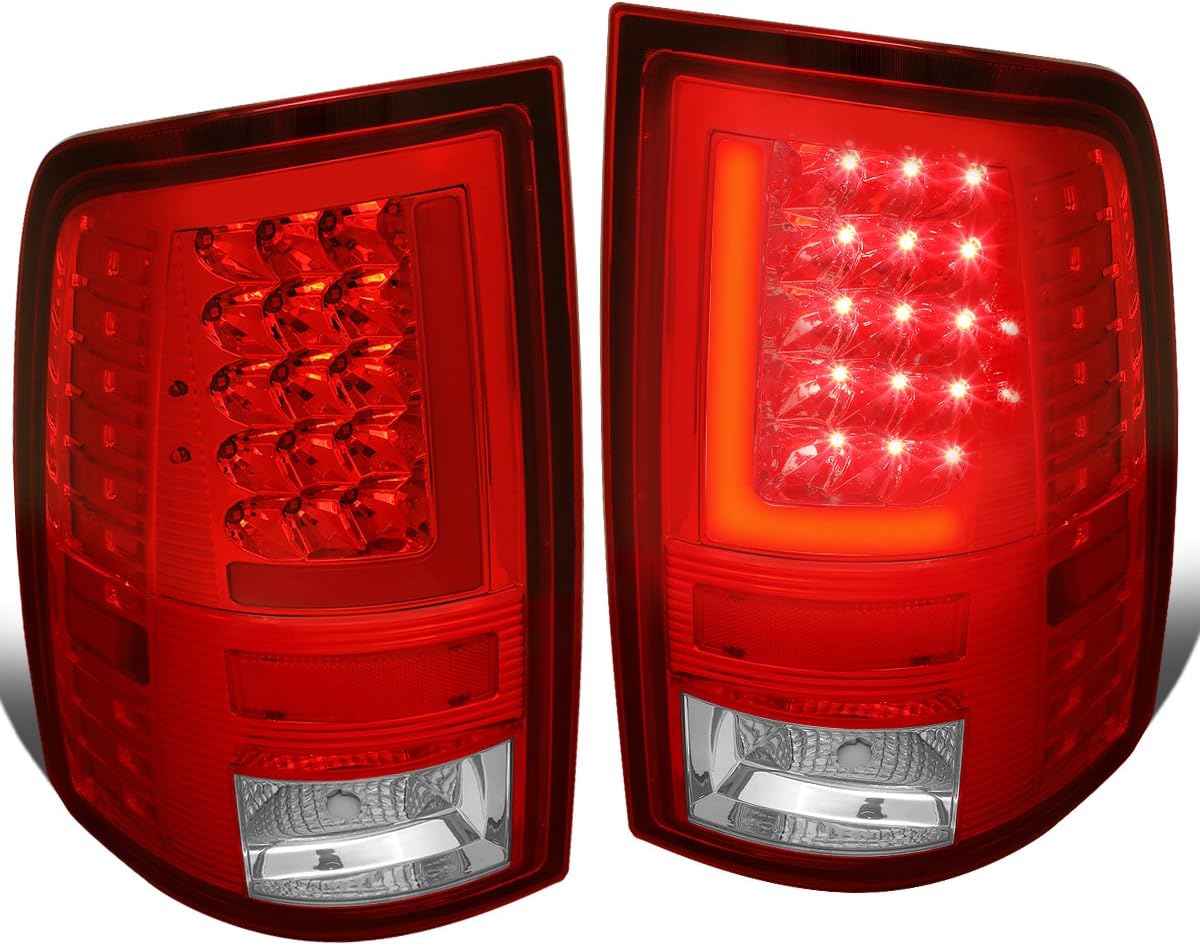 Auto Dynasty Full LED Tail Lights Compatible with 2009-2017 Dodge Ram 1500 2500 3500, Red 3D LED Bar Rear Brake Lamps Driver and Passenger Side, Chrome Housing Smoked Lens