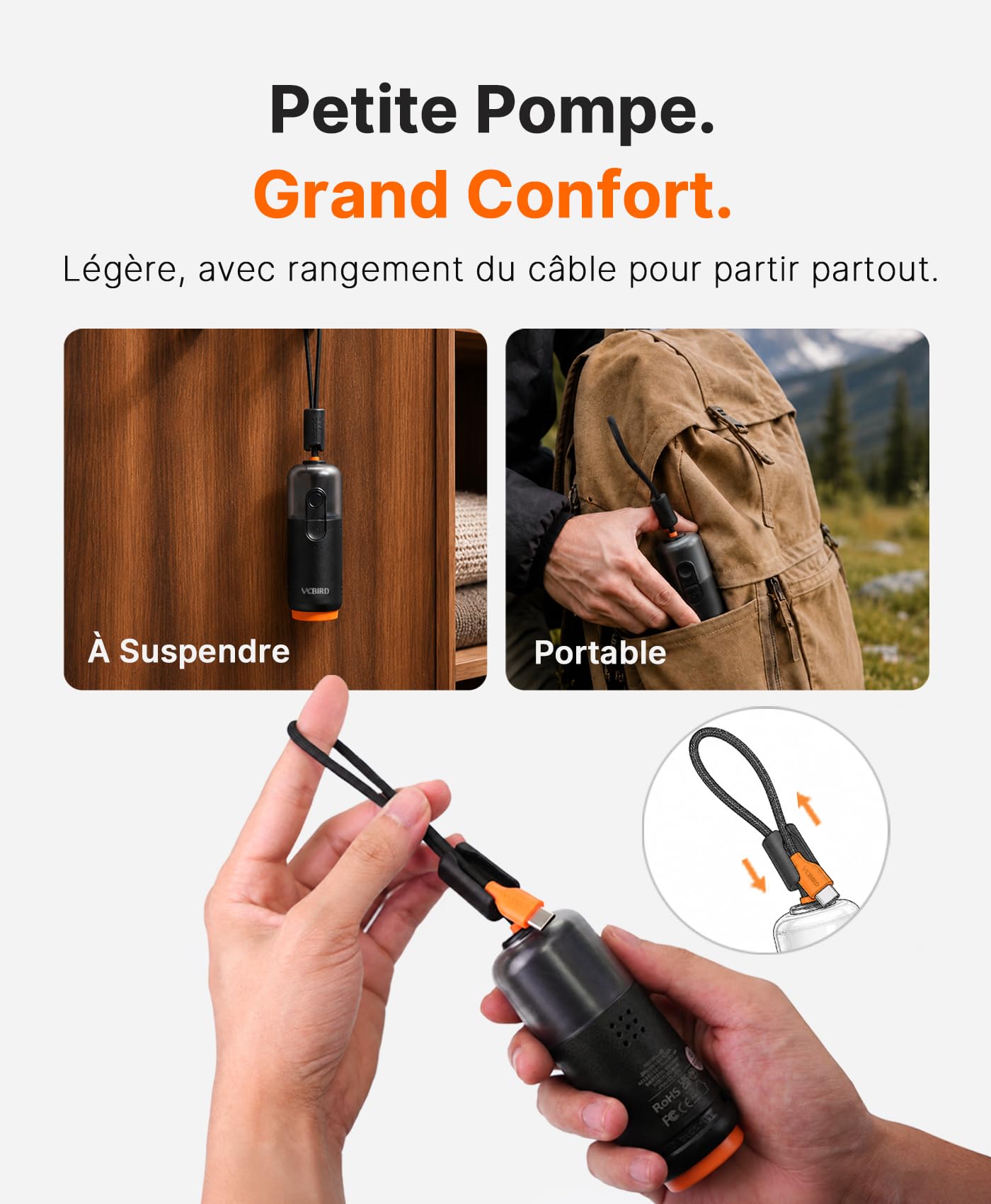 Vacbird 10 Sacs Sous Vide Vetement Aspirateur et Pompe à Vide Rechargeable par USB, 5 x 40x54cm, 5 x 47x64cm, Sac Sous Vide Voyage Résistant–Idéaux pour Voyager et Organiser Vos Bagage