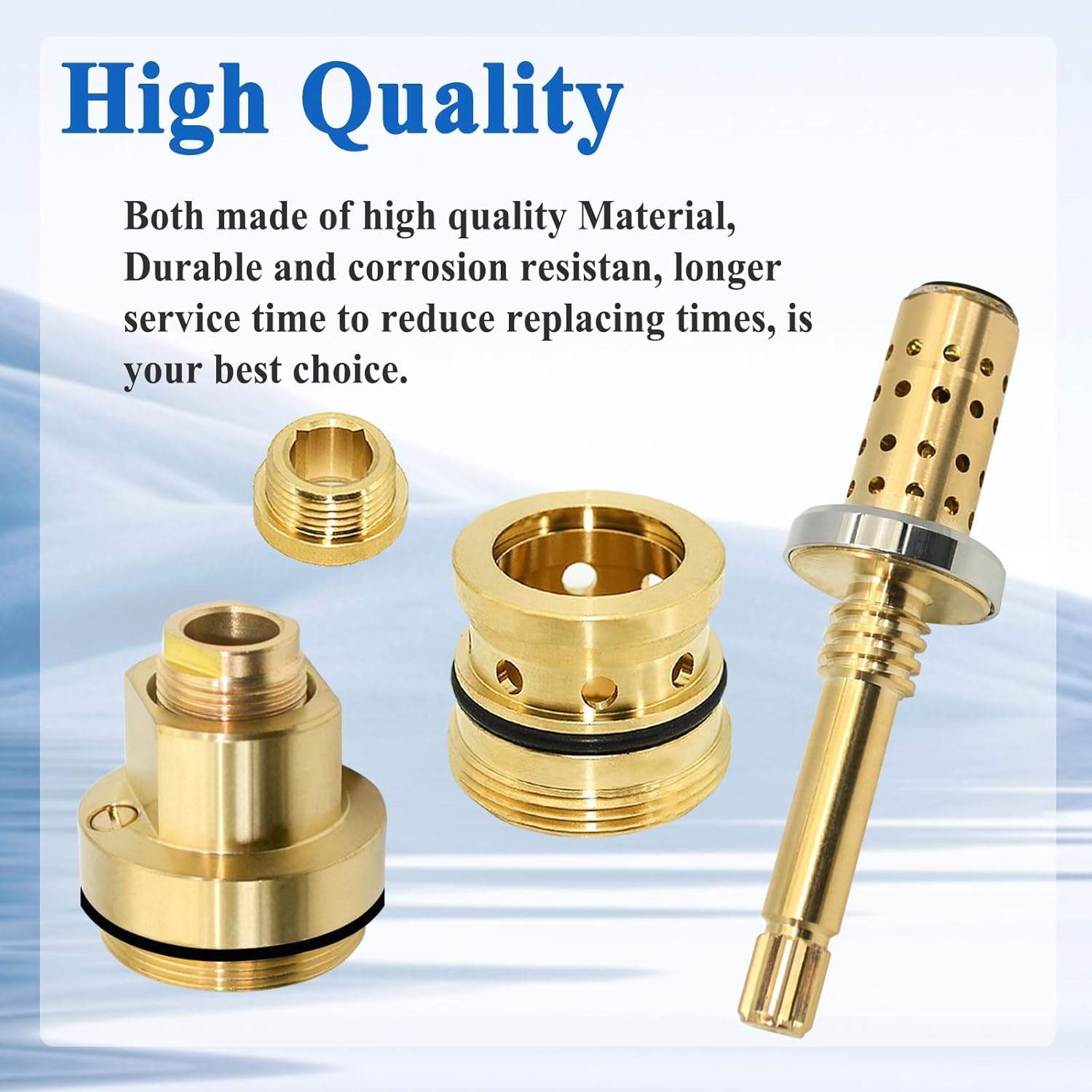 1-Set Shower Valve Assembly Parts - TA-4 Hot and Cold Seat & TA-10 Flow Control Spindle & T-12A Cap Part, for Temptrol Shower Valves, Brass