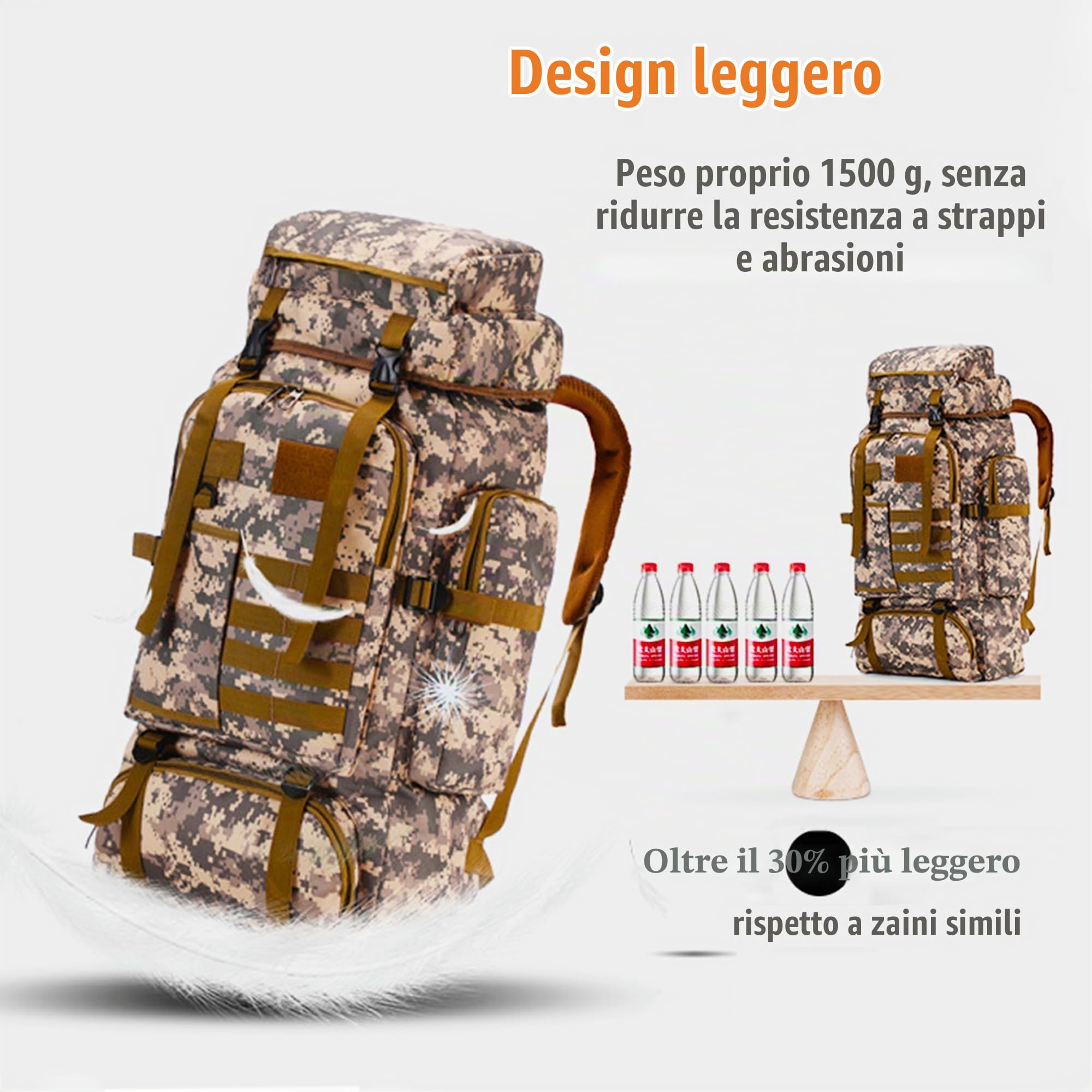 Zaino da Trekking, 80L Zaino da Viaggio, Impermeabile Sport All'Aperto Travel Zaino, Grande Zaino da Viaggio Leggero, Adatta per il Campeggio, l'Escursionismo e il Viaggio
