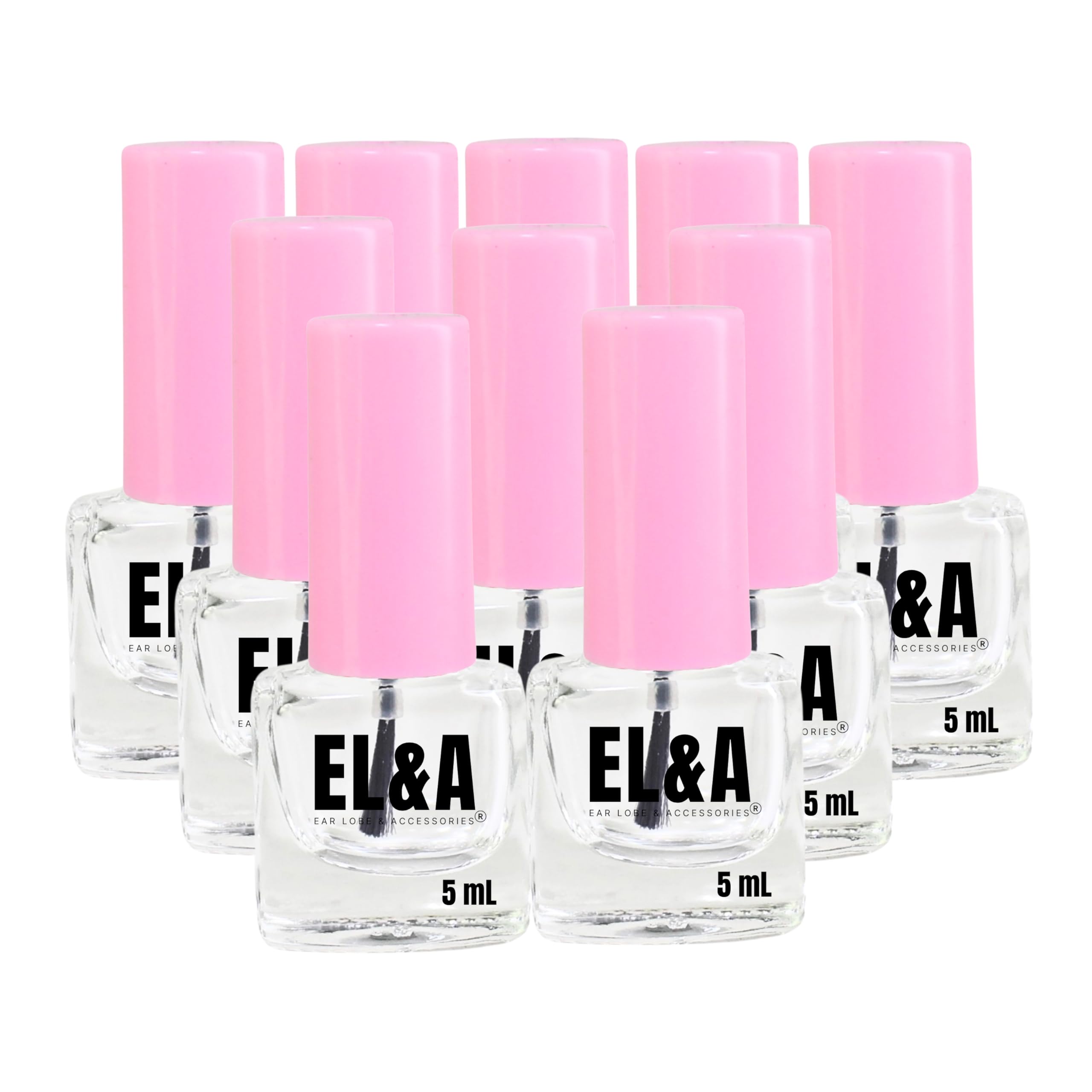 [Ear Lobe & Accessories] B Empty Nail Polish Bottles - 5 ml | Brush Cap for Easy Application | Clear Glass Bottles, Reusable, 6.5 X 3 cm - (10 Pcs)-image-36