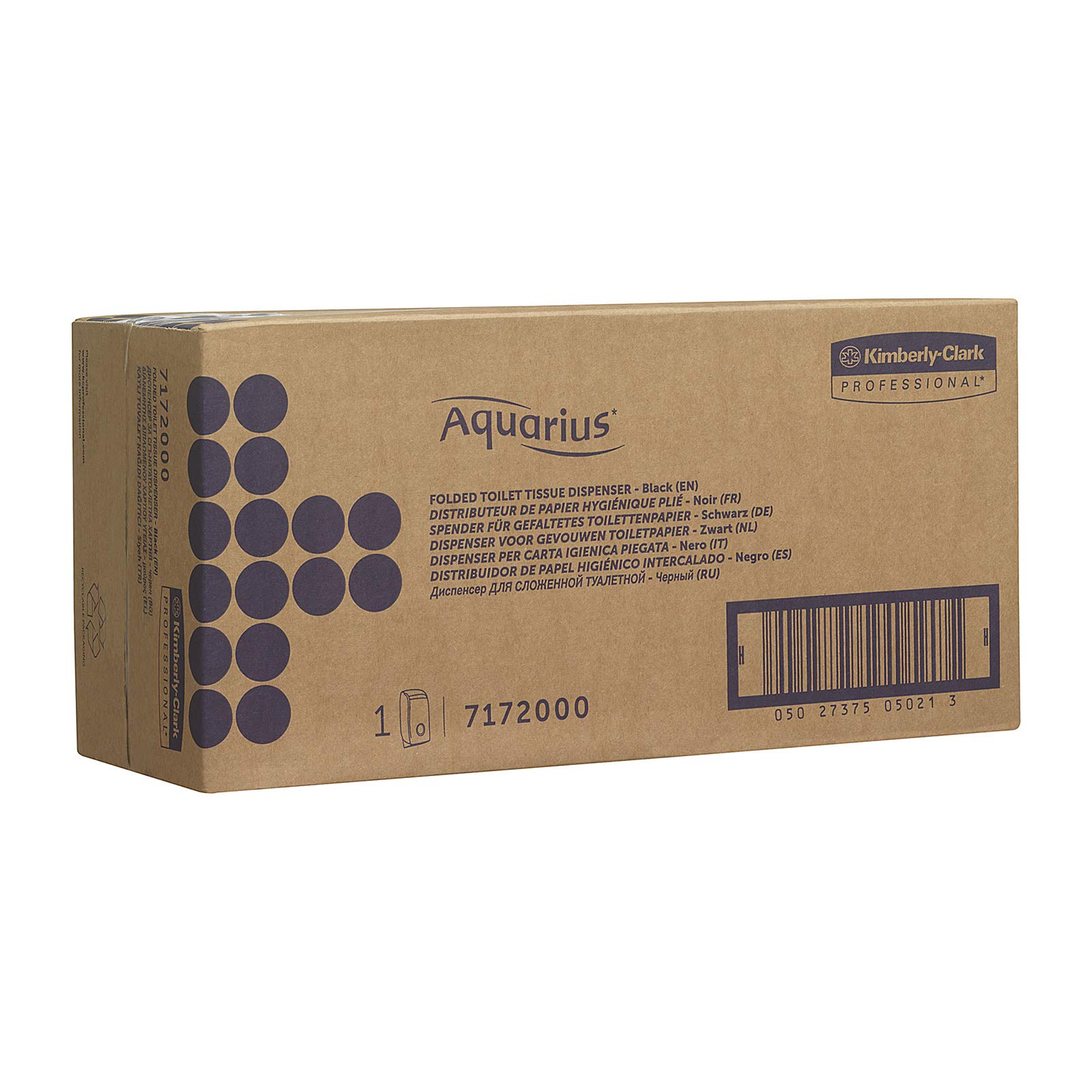 Aquarius Dispensador de papel higiénico plegado 7172 - 1 dispensador de papel higiénico negro de una hoja