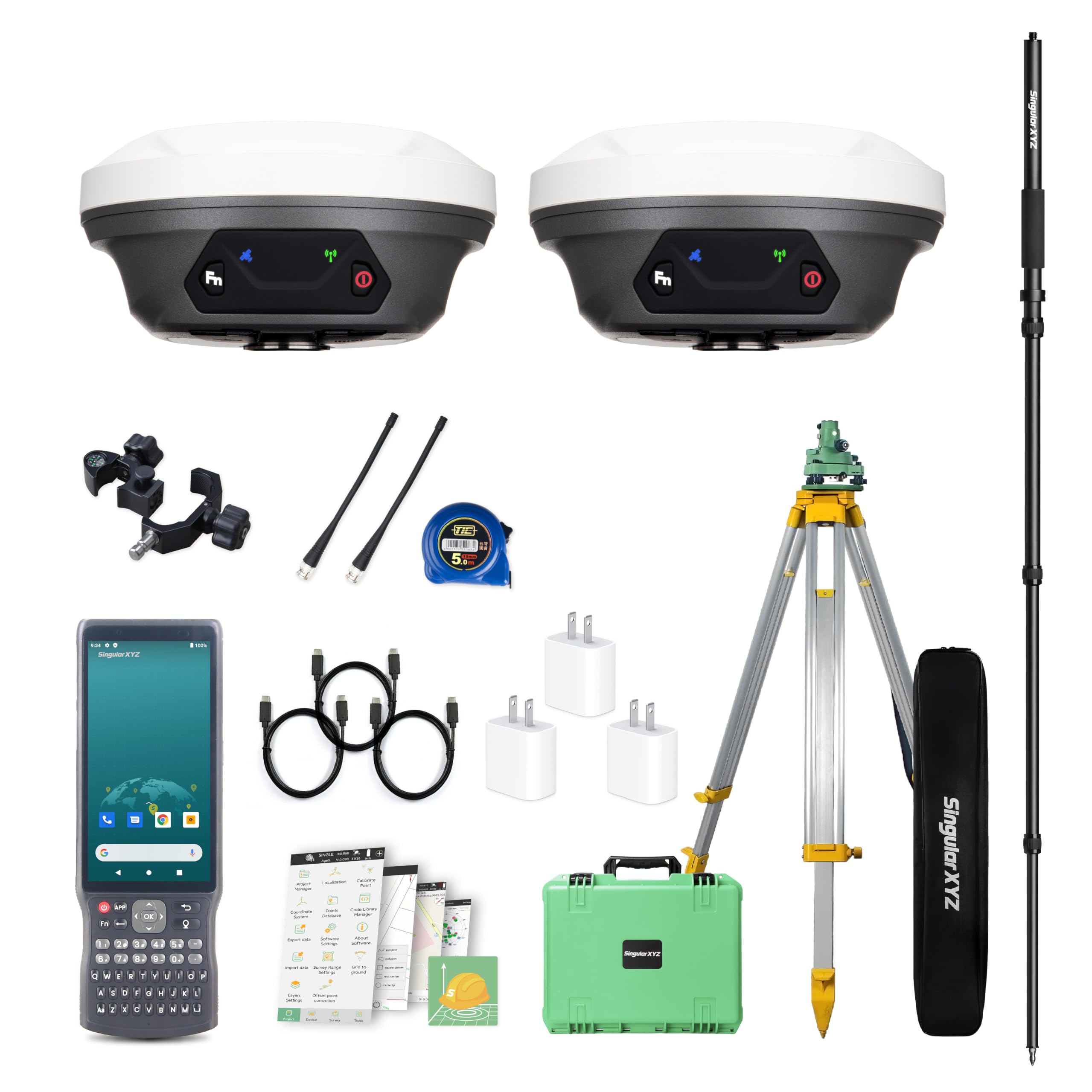 E1 RTK GNSS Equipo de encuesta Receptor GPS con IMU Rover y Base Colector de mano Land Total Station Equipo de topografía, sistema de navegación (incluye poste, tribrach, trípode)