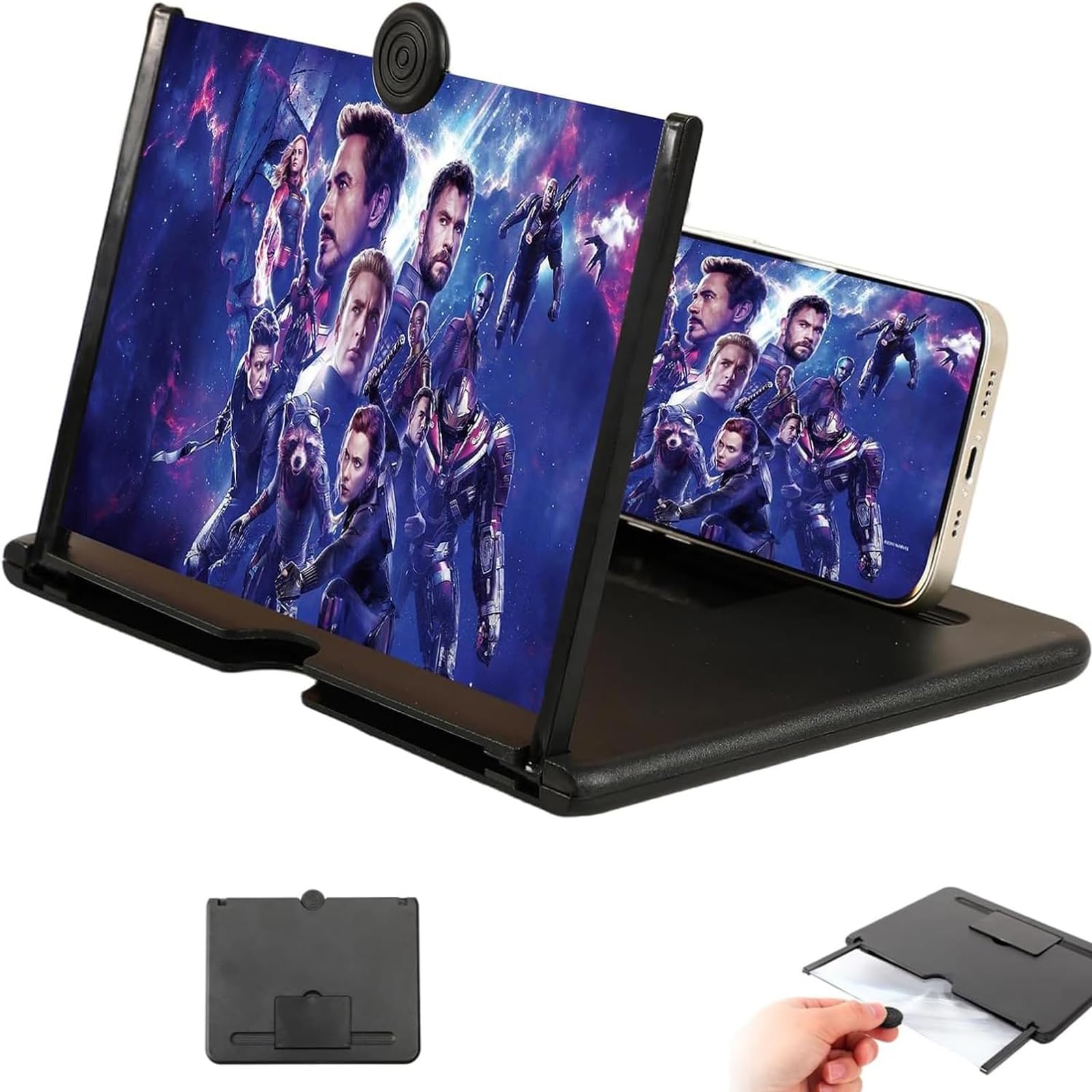 2026 Upgraded Big Screen Phone Magnifier,3D HD Screen Amplifier with Foldable Stand, Portable Mobile Magnifier for Movies & Gaming, Universal Compatible with All Smartphones (12in)-image-30