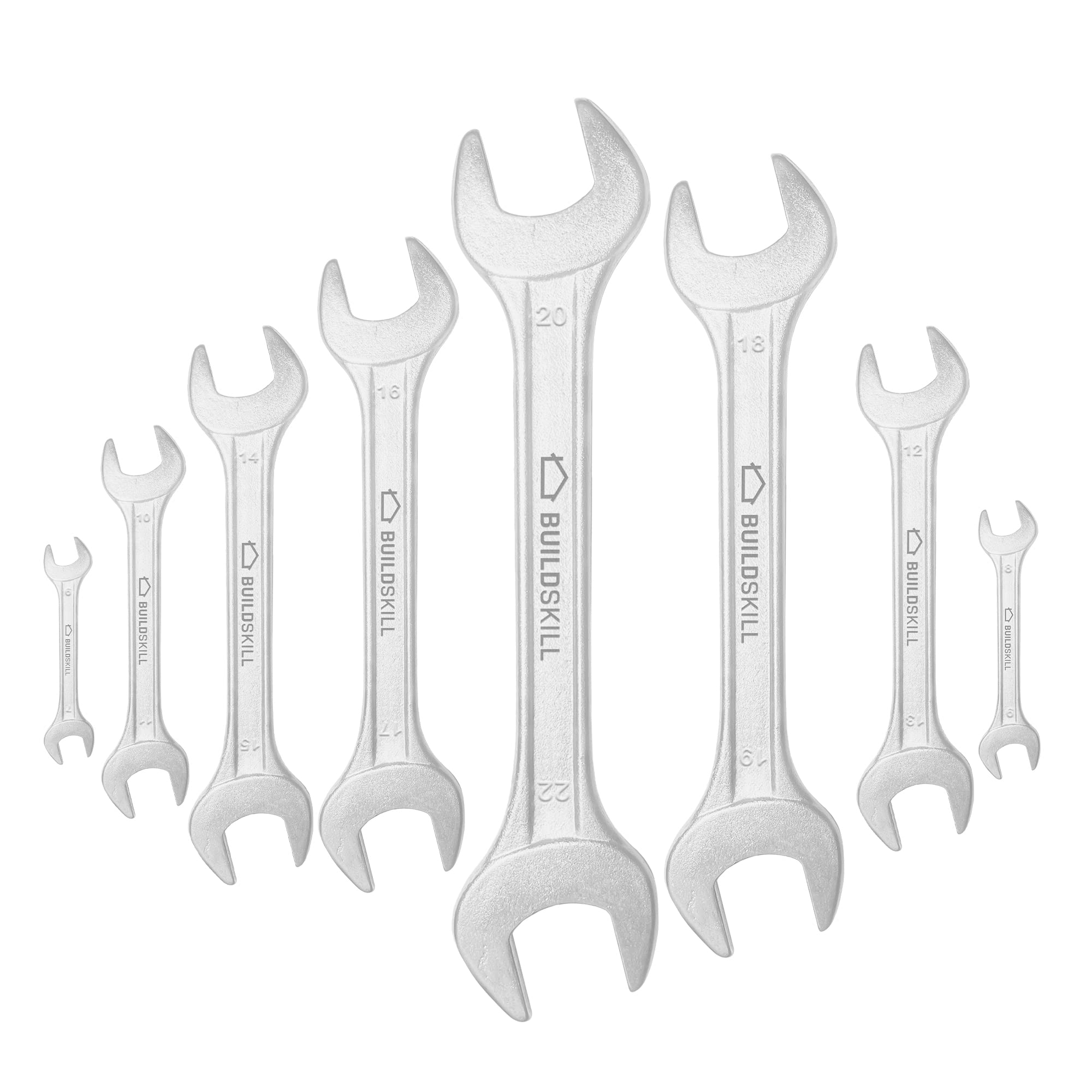 Buildskill ST8DOE Double Open End Wrench/Spanner Set Made With Forged & Heat Treated Carbon Steel, Chrome Coated, Long Pattern Design, Sizes : 6x7,8x9,10x11,12x13,14x15,16x17,18x19,20x22mm (Pack of 8) (B09PTGG1DD) Amazon Price History, Amazon Price Tracker