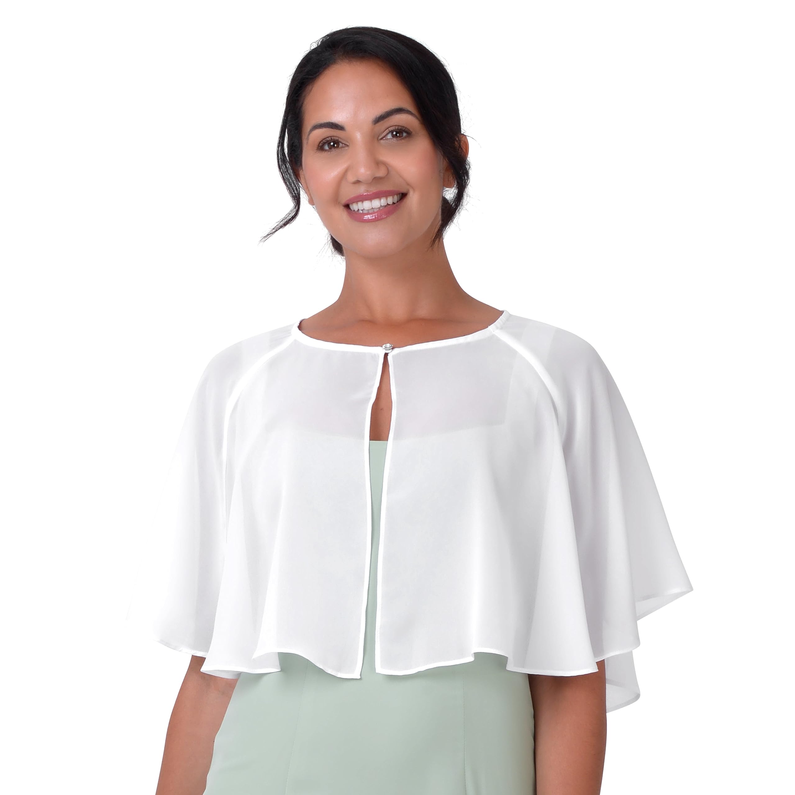 BlackButterfly Chiffon Evening Cape, White, One Size