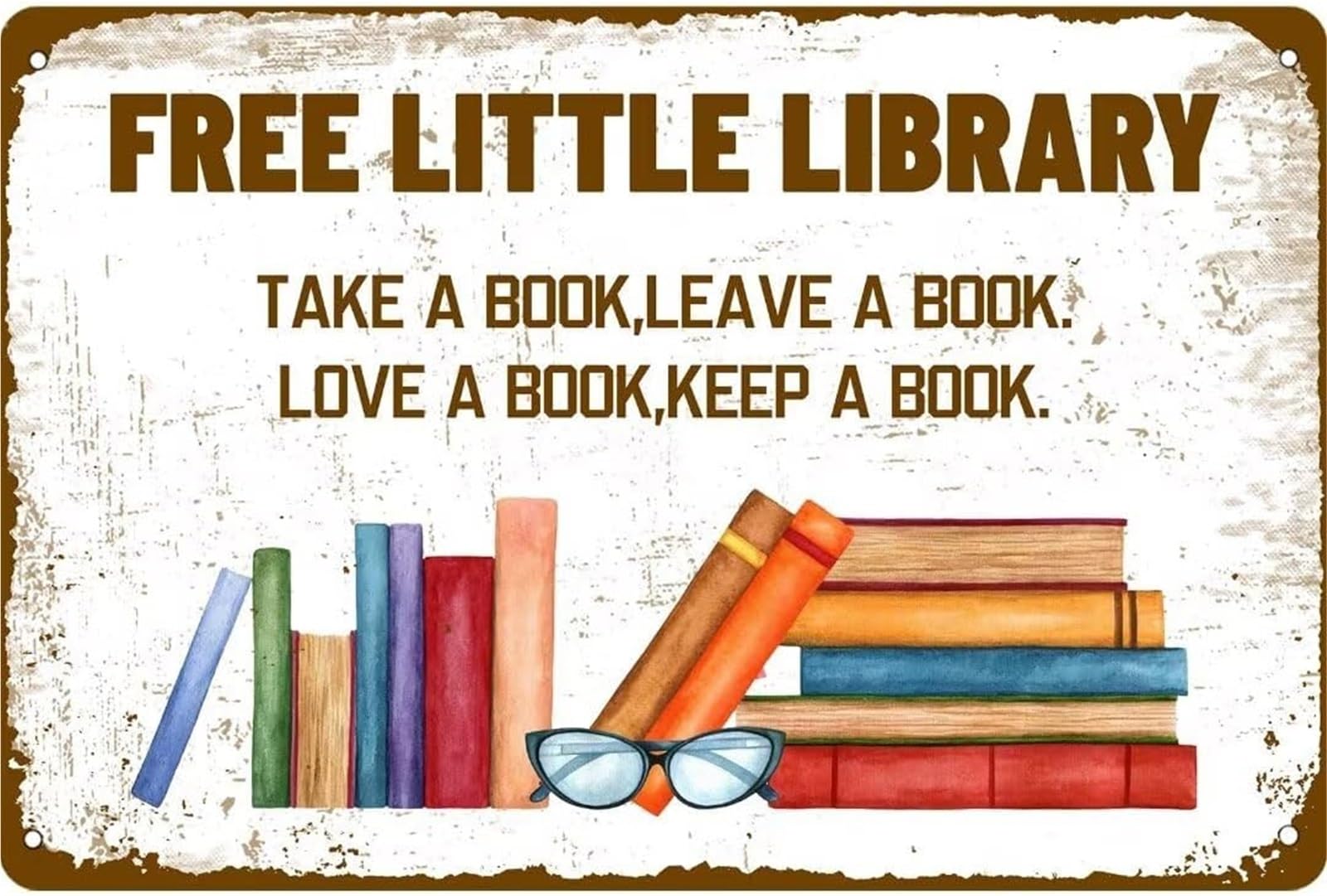 NWPNLXEA Library Metal Sign Little Library Vintage Decor Bar Cafe Home Living Room Gift For Bibliophile 8 X 12 in