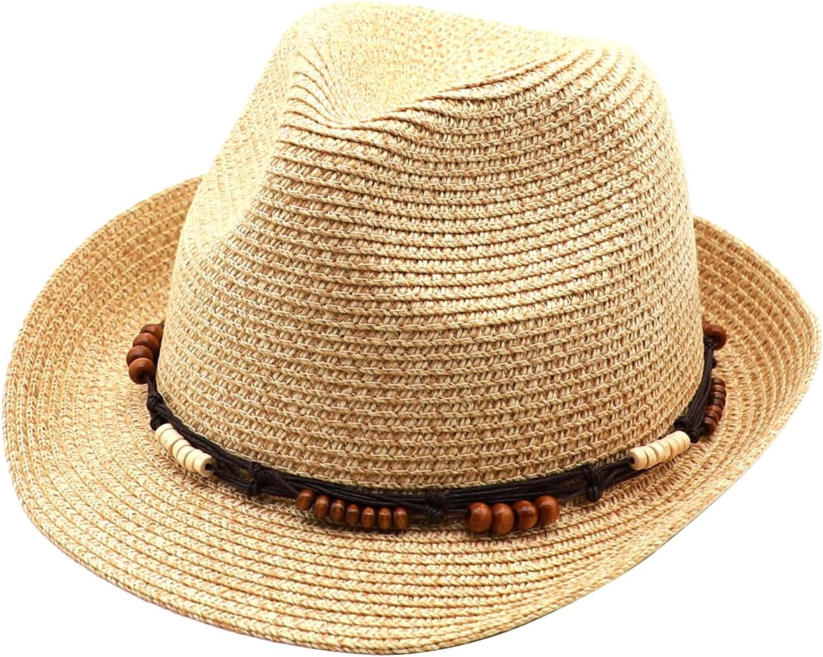 Straw Fedora Hat Panama Hats Mens Beach Hat Derby Hat Packable Trilby
