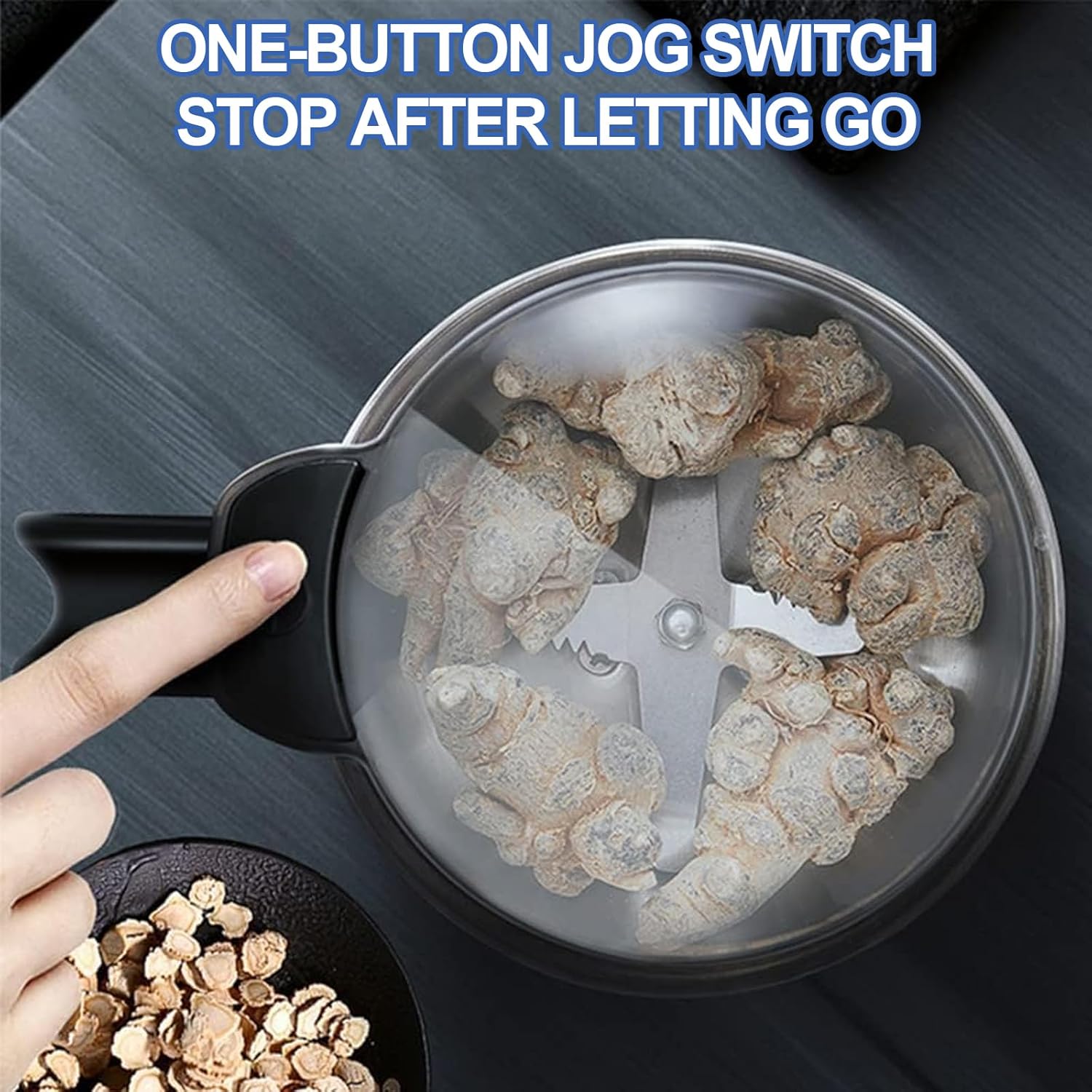 Electric Household Grinding Mill, Multifunctional Smash Machine, Stainless Steel, Open-Cover-Stop Safety Design, 30s Speedy Grinding for Bean, Spice, Herbs, Dry Materials