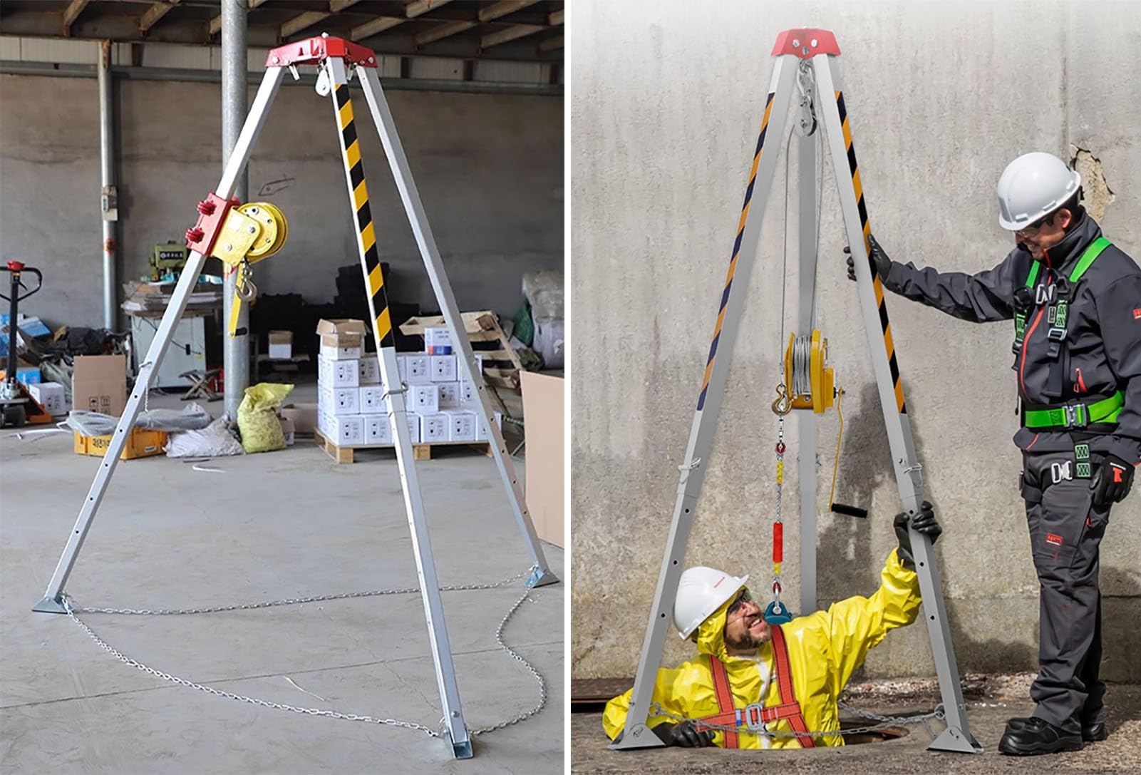 Retractable Confined Space Tripod Kit, 1200lbs 1800lbs 2600 Lbs Lifting Tripod for Deep Rescue, Heavy Tripod Device for Vertical Entry (Size : 1800lbs+Safe Belt)