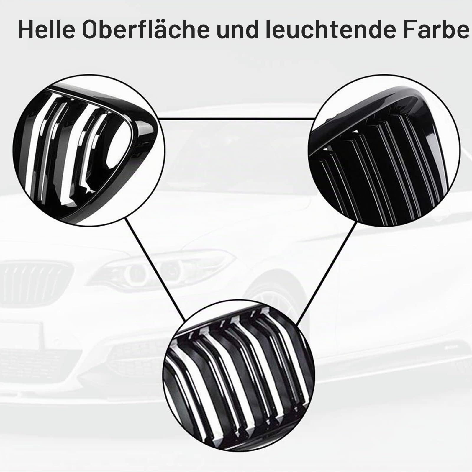 Kühlergrill Passend für BMW X1 F48 F49 2016-2019 Schwarz Glanz Kühler Front Doppel Rippen Grill F48 Nieren
