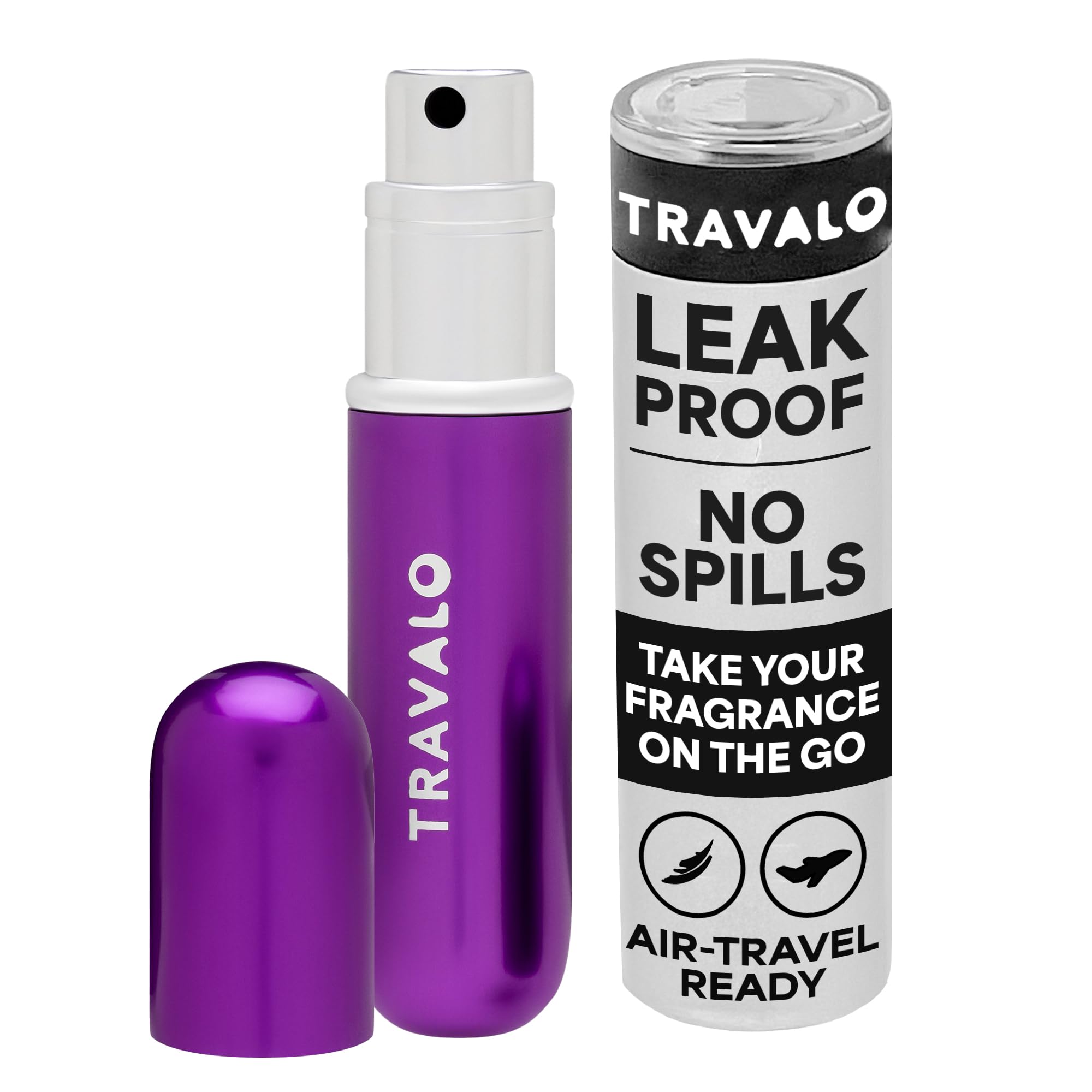 Travalo Classic HD Perfume Atomizer | Genie-S TSA Approved Travel Perfume Bottle Refillable | Reusable Airtight Easy-Fill Mini Pump Sprayer | Lightweight Elegant Design w/Volume Window Purple 0.17oz