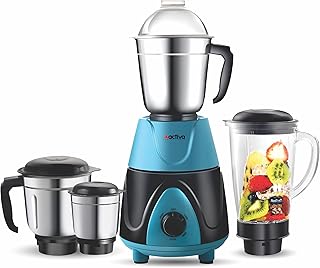 ACTIVA Megamix Powerful 1000 Watt Mixer Grinder, 4 Jars for Dry Wet & Chutney Grinding and Juicer, Leak Proof & Air Tight, Stainless Steel Blade, Shock Proof Body, Safety Locks, 2 Years Warranty(Red)