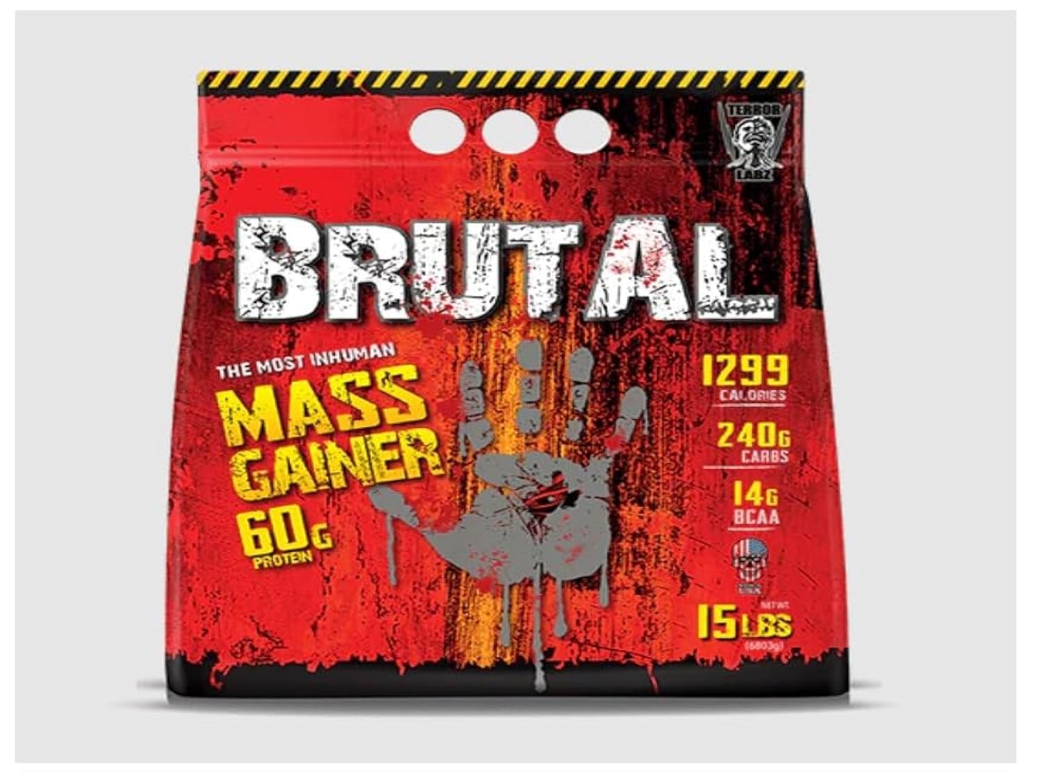 Terror Labz BRUTAL, 15 lb Mass Gainer, 60g Protein, 240g Carbs, 14g BCAA (Chocolate)