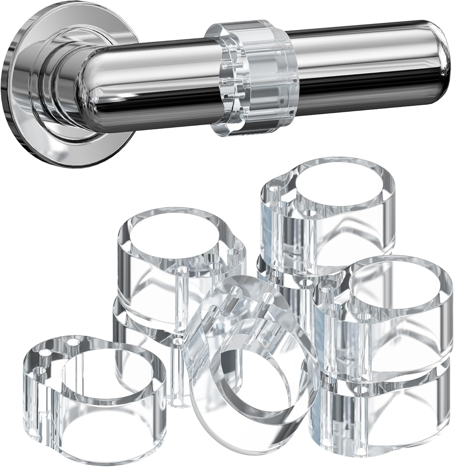 Strongest Home 8-Pack Door Stop Wall Protector for Door Handle - Clear & Invisible Wall Door Stoppers Wall Protector, Damage-Free Glass Shower Door Stopper, No Adhesive, Fits All Door Handle Types