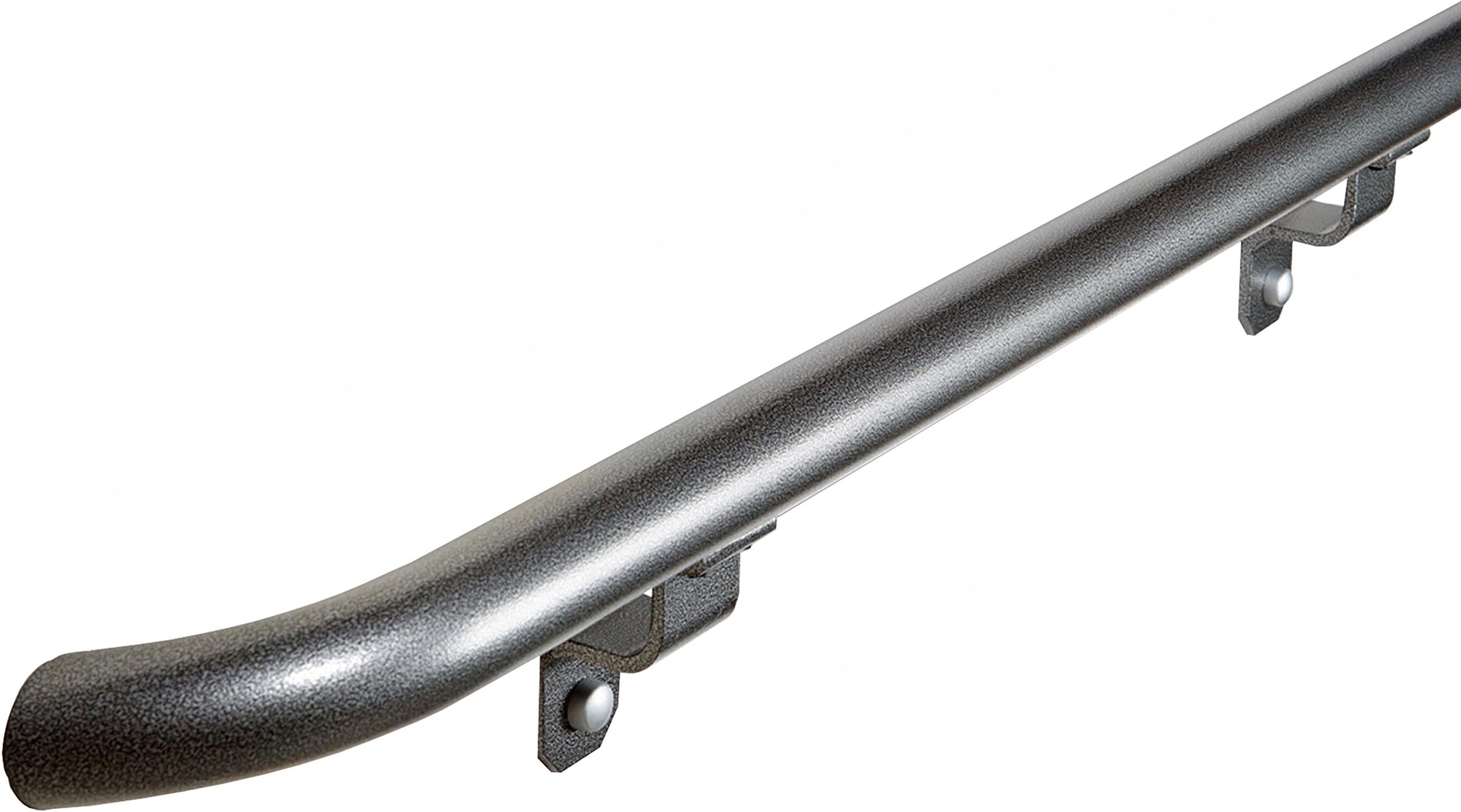 1.9 in. Round x 12 ft. Silver Vein Aluminum ADA Compliant Stair Handrail with Wall Returns