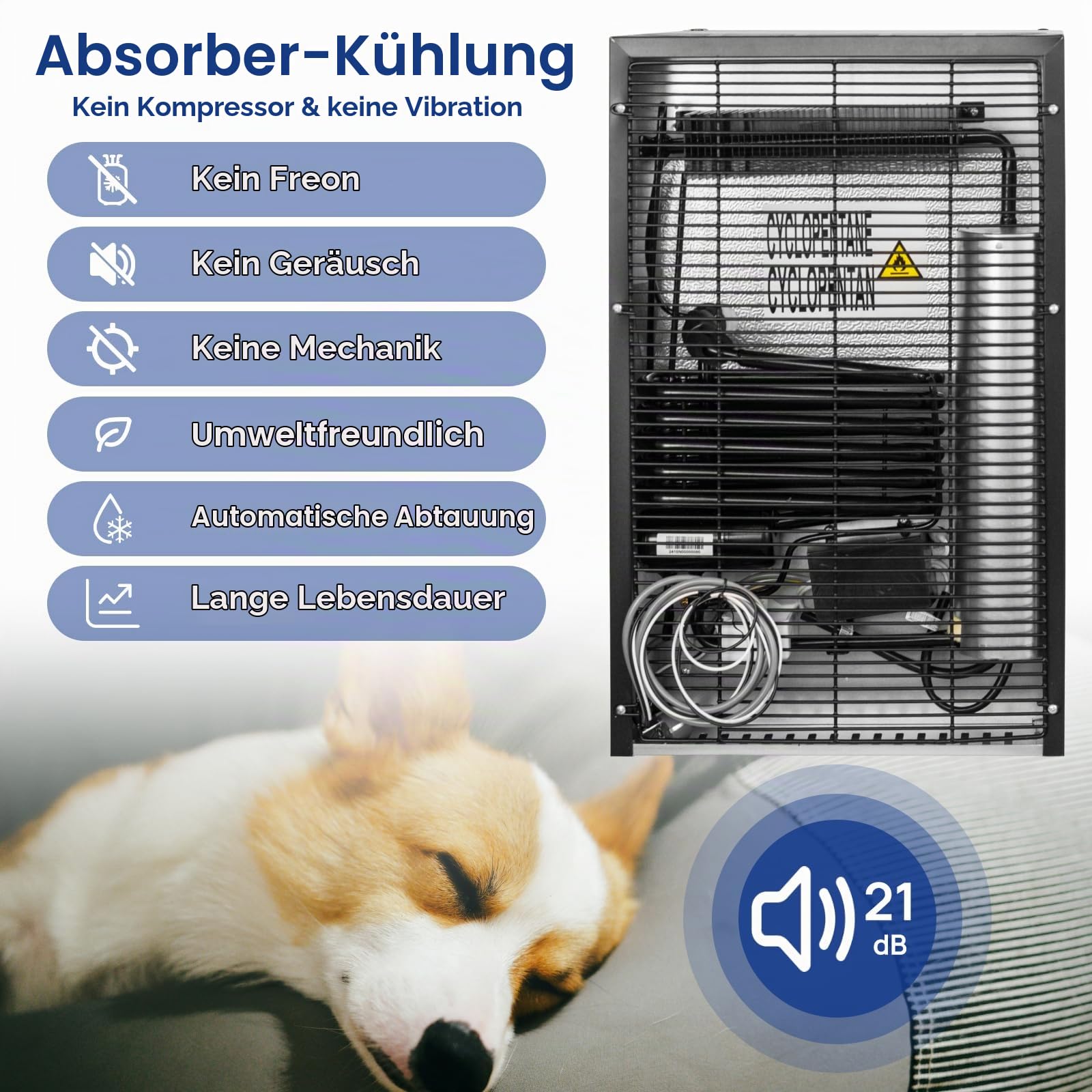 Smad 12V Kühlschrank 50L,Camping Kühlschrank 12v 230v, Leiser Wohnmobil Kühlschrank mit Schloss, Absorber Kühlschrank für Auto, Wohnwagen, Büro, Wendetür, Schwarz