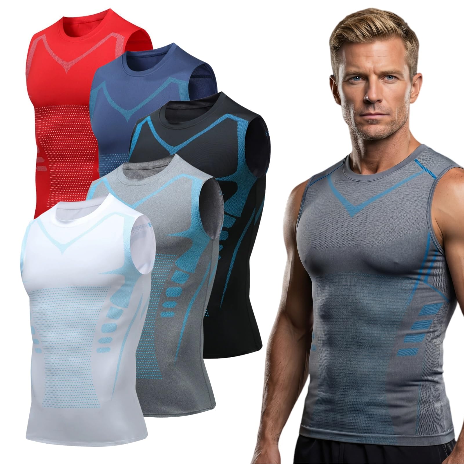 slimx slimpur Kompressions-Shirt, 5er Pack Herren Kompressions Shirt figurformend Shapewear männer Bauch Weg unterhemd atmungsaktiv Body Shaping