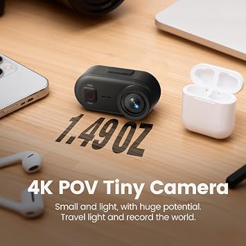 4K 30FPS Vlogging Camera, 64GB POV Camera with 33FT Waterproof, 20MP Tiny Actioncamera 6-axis Stabilization, 150 Hands-Free Sport Cam, Thumb Bodycam 4.5hr Battery Life, Mount Anywhere (64, GB)