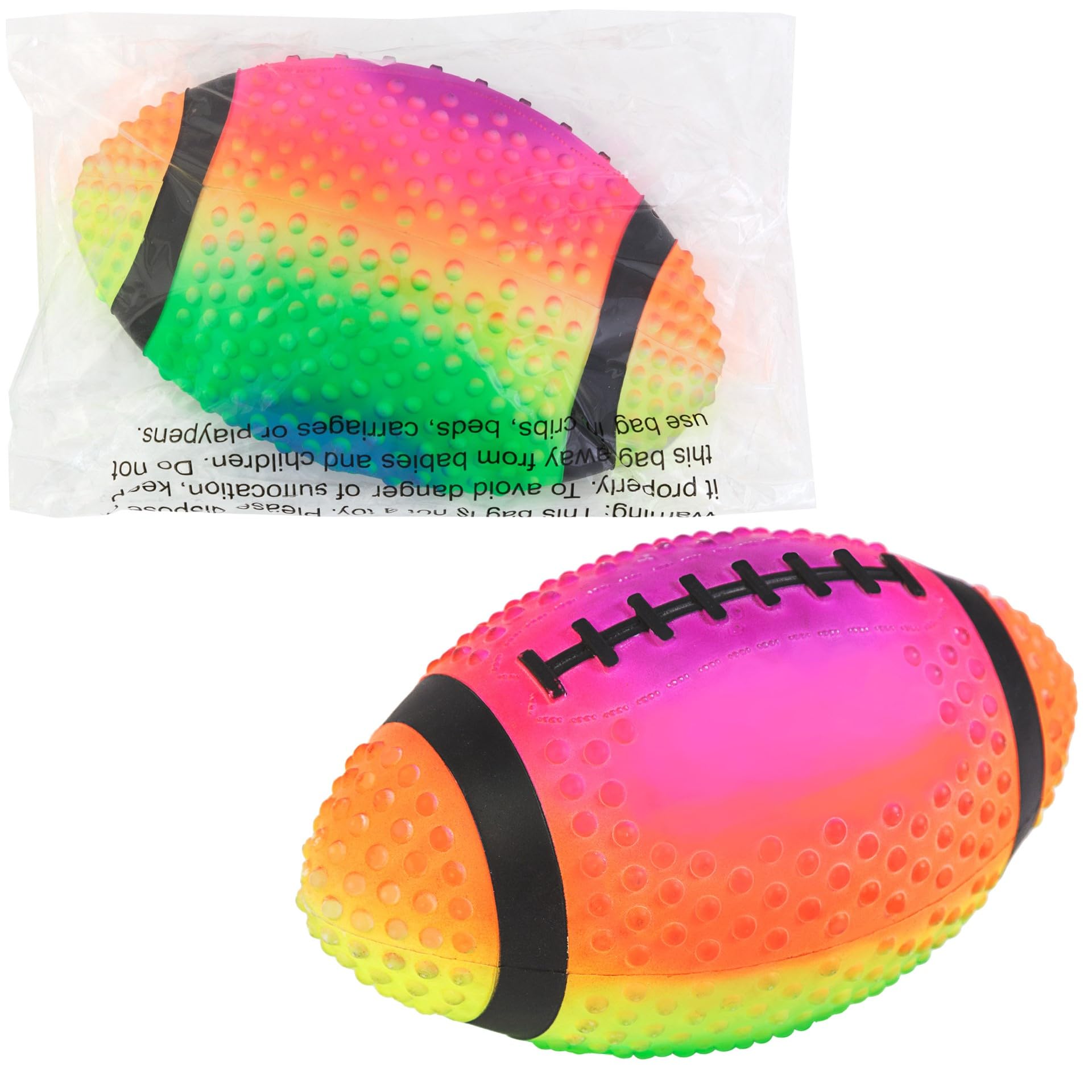 Regent Practice Football Neon Rainbow Colored 9" Spiked for gripping Control Made of Soft Rubber Inflatable Football Comes Pre Filled with Air Ready to use Great for The Pool or Playground