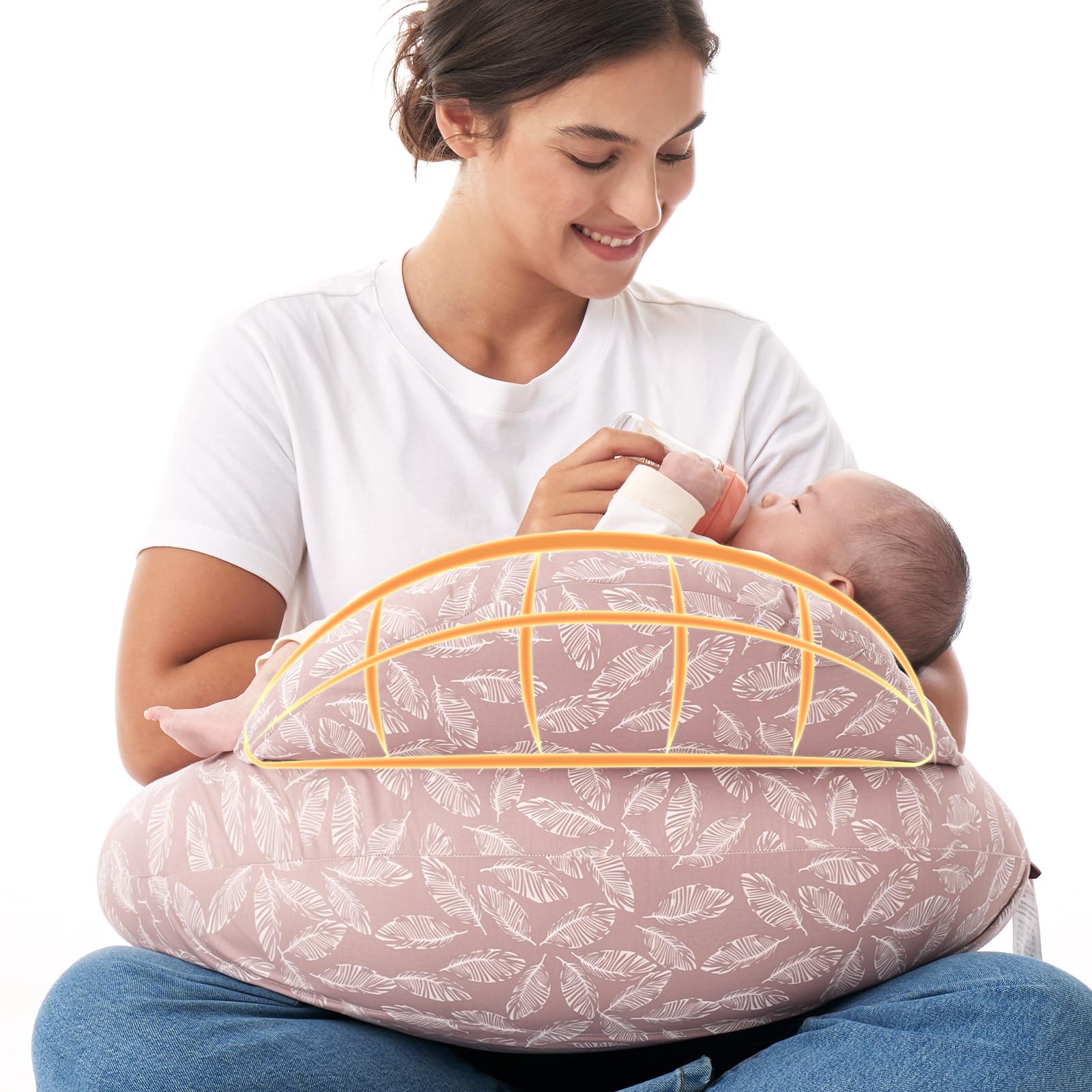 Momcozy Original Nursing Pillow for Breastfeeding-Pioneering Safety Fence- Wider Feeding Pillows for More Support for Mom & Baby- Easier Nursing & Hand Free- Fit for All, Removable Cotton CoverOEKO-TEX STANDARD 100