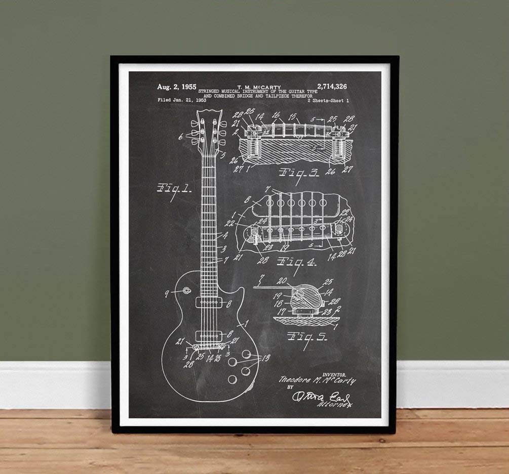 Amazon.co.jp: Gibson Les Paulギターポスター黒板米国特許ポスター