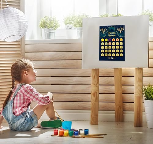 Miniatura 4 de FaCraft Calendario de Ramadán 2024, calendario de cuenta regresiva de Eid Mubarak, 26 x 20 pulgadas, calendario de Adviento de Ramadán, carteles de