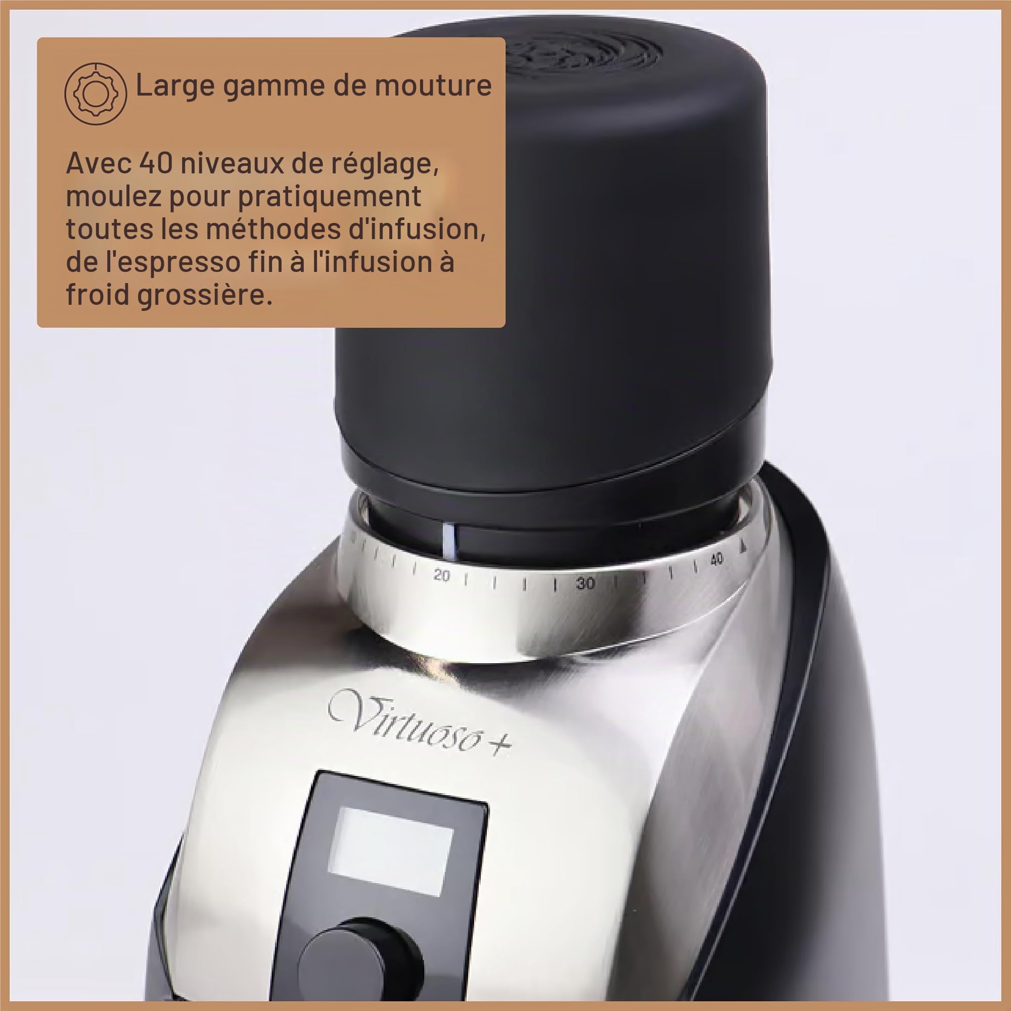 Baratza | Moulin à café électronique - Virtuoso+ | Couleur/Finition : Argent/Noir