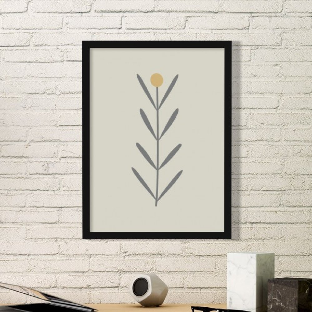 Cadre photo motif art de plantes petit format noir en bois rectangulaire pour deco maison