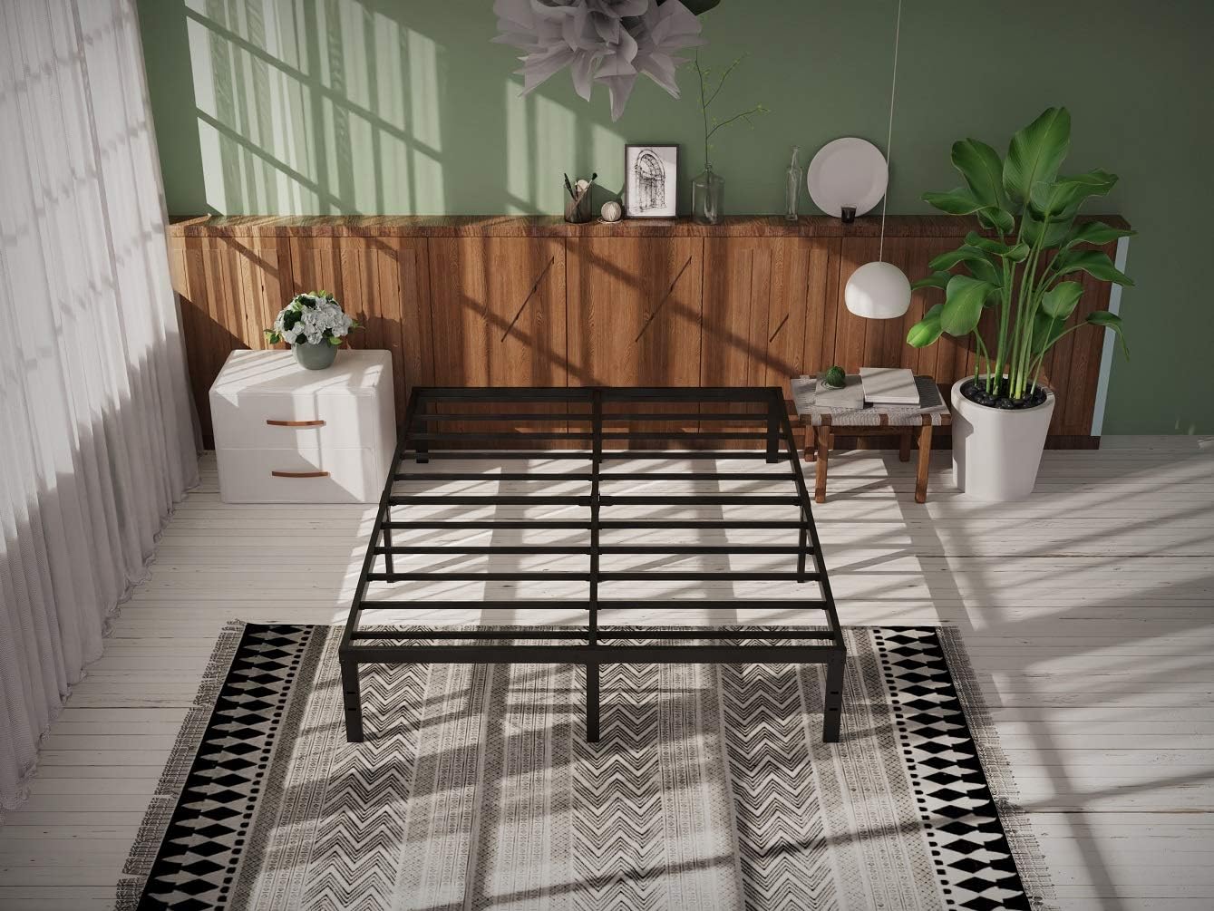 COMASACH 16 inch Full Bed Frame No Box Spring Needed, 3500 lbs Heavy Duty Metal Platform Bed Frames, Non-Slip and Noise-Free Mattress Foundation, Black : Everything Else