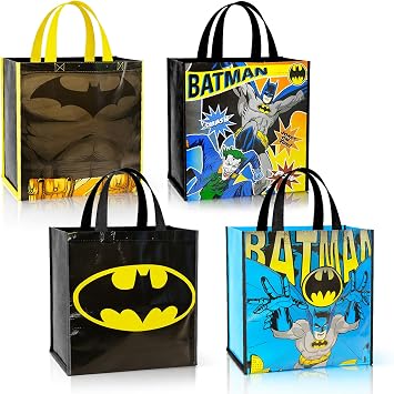 Batman Tote Bags, Large Reusable Grocery Bags - 2 Pack Bundle