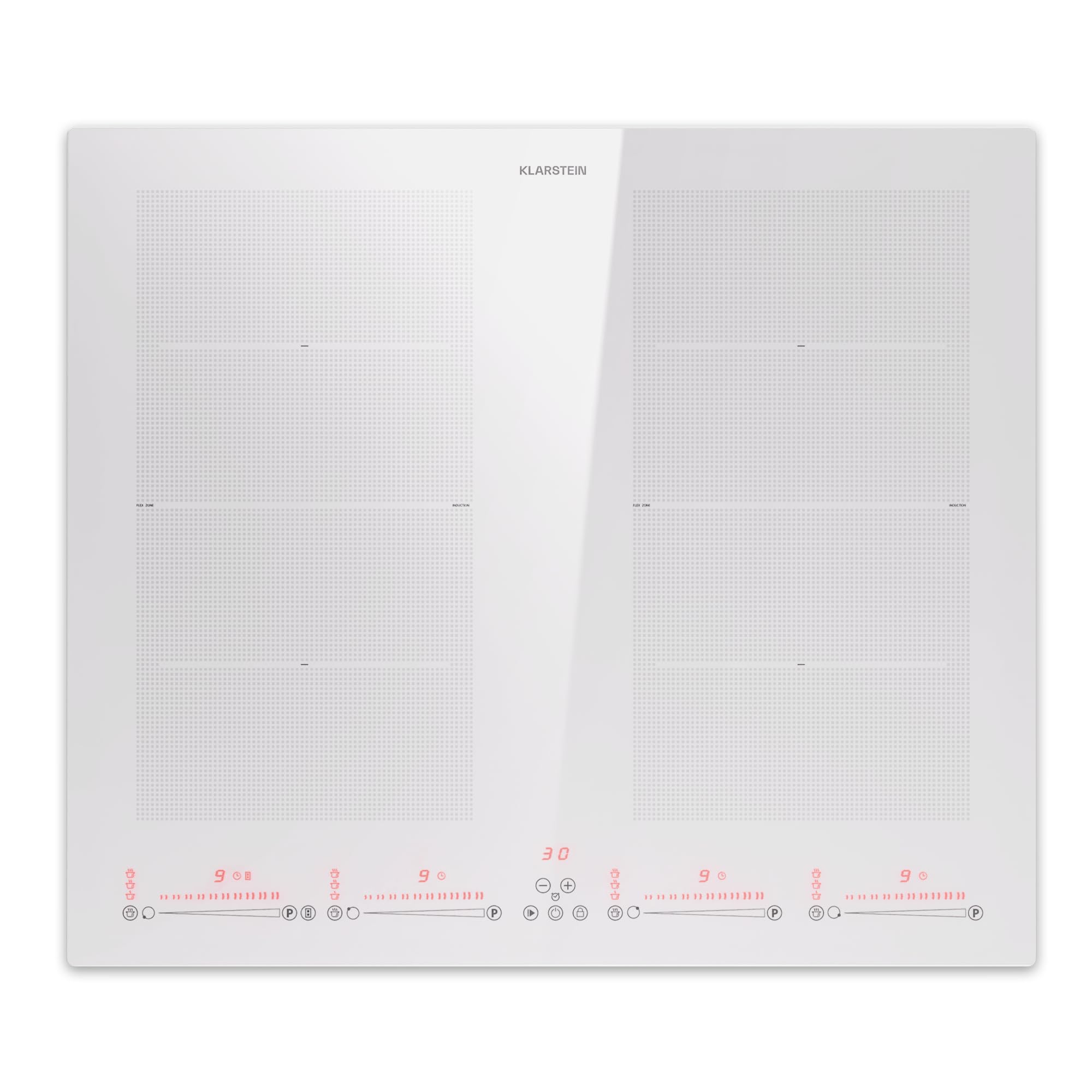 Klarstein 4-zone Vitroceramic hob, Vitro Low Consumption Induction Plate Combinable Zone, Desktop Cooking Plate 7200W, Touch Control, Electric Glass Ceramic Plates