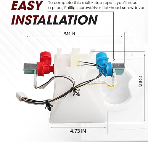 Miniatura 4 de W10144820 Válvula de entrada de agua para lavadora - Compatible con Ken-more, Whirl-pool, May-tag, Ama-na Números de pieza de repuesto AP6015761,