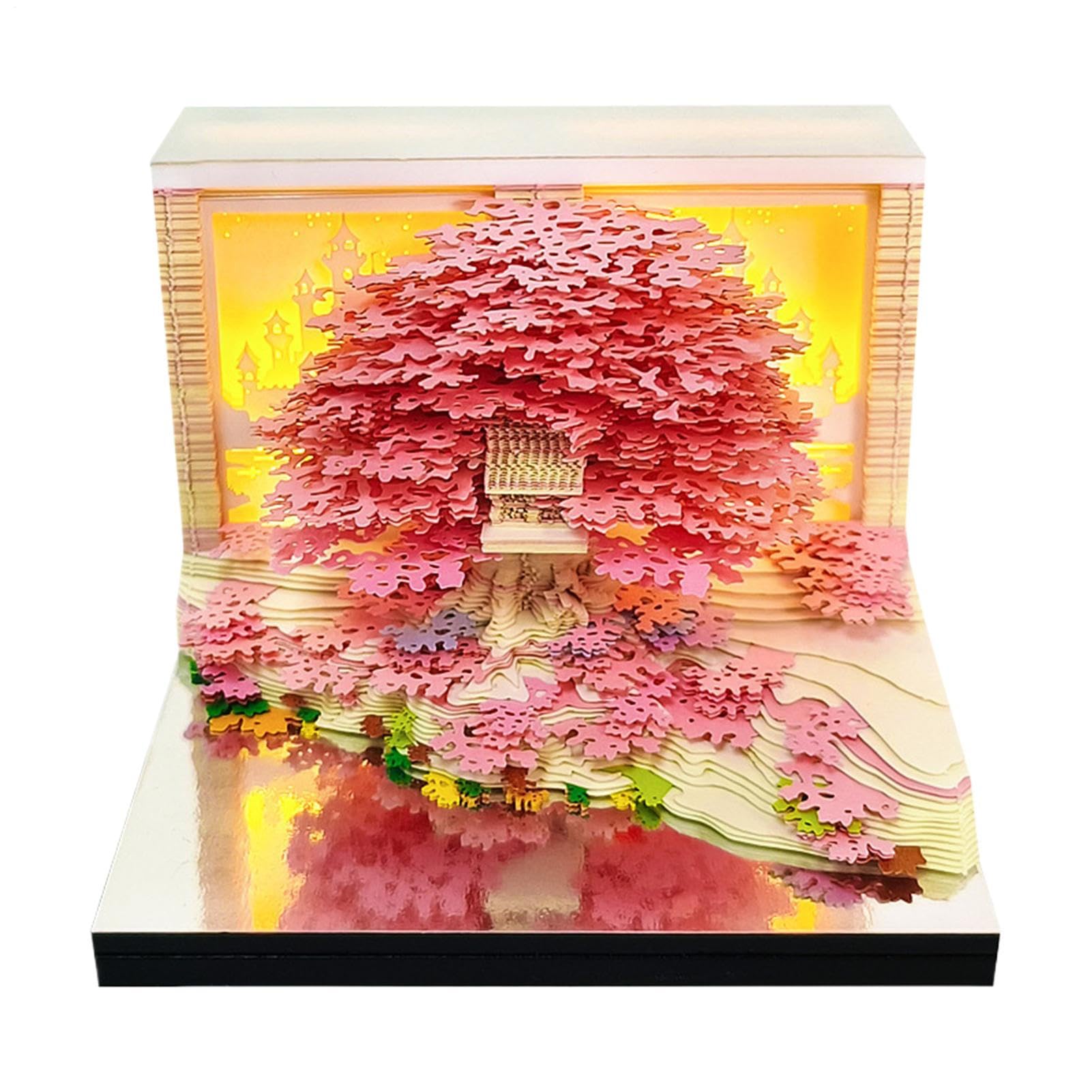 Kalender 2026 mit Zeitstück-Design Blumen-Haus 3D-Papierskulptur-Design | Jahreskalender 2026 Für die Schule das Klassenzimmer die Lehrer den Pendler den Urlaub und das Fitnes