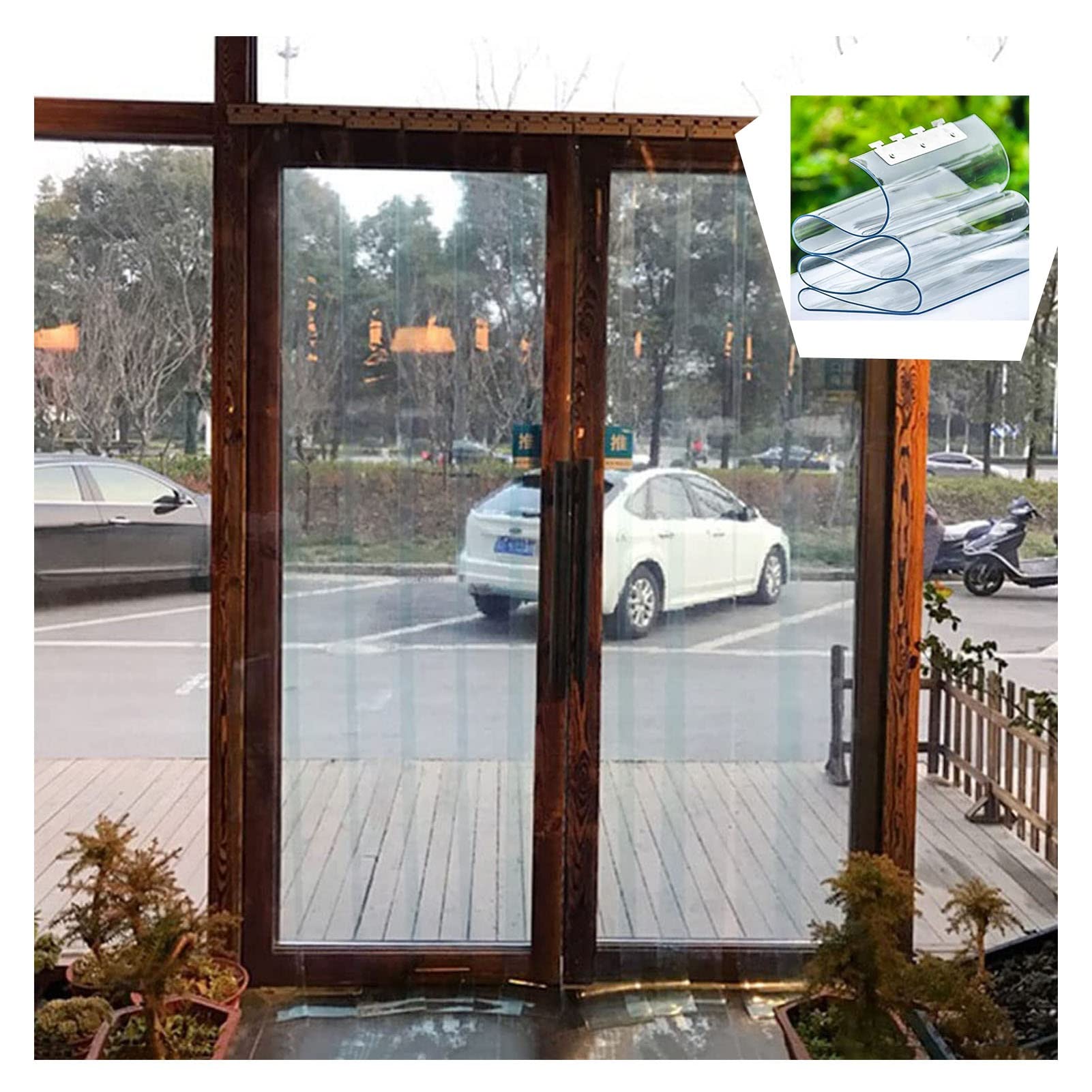 Rideaux à lanières transparents contre les pertes de froid en pièce