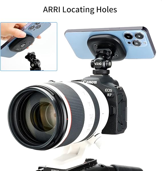 MG-01 Manyetik Tripod Montajı, 1/4 inç Tripod Adaptörü w Manyetik Halka, ARRI için Çoklu Yerleştirme Delikleri, iPhone 14/13/12 Serisi ve Tüm Telefonlar ve Kılıflar için Kompakt Boyut