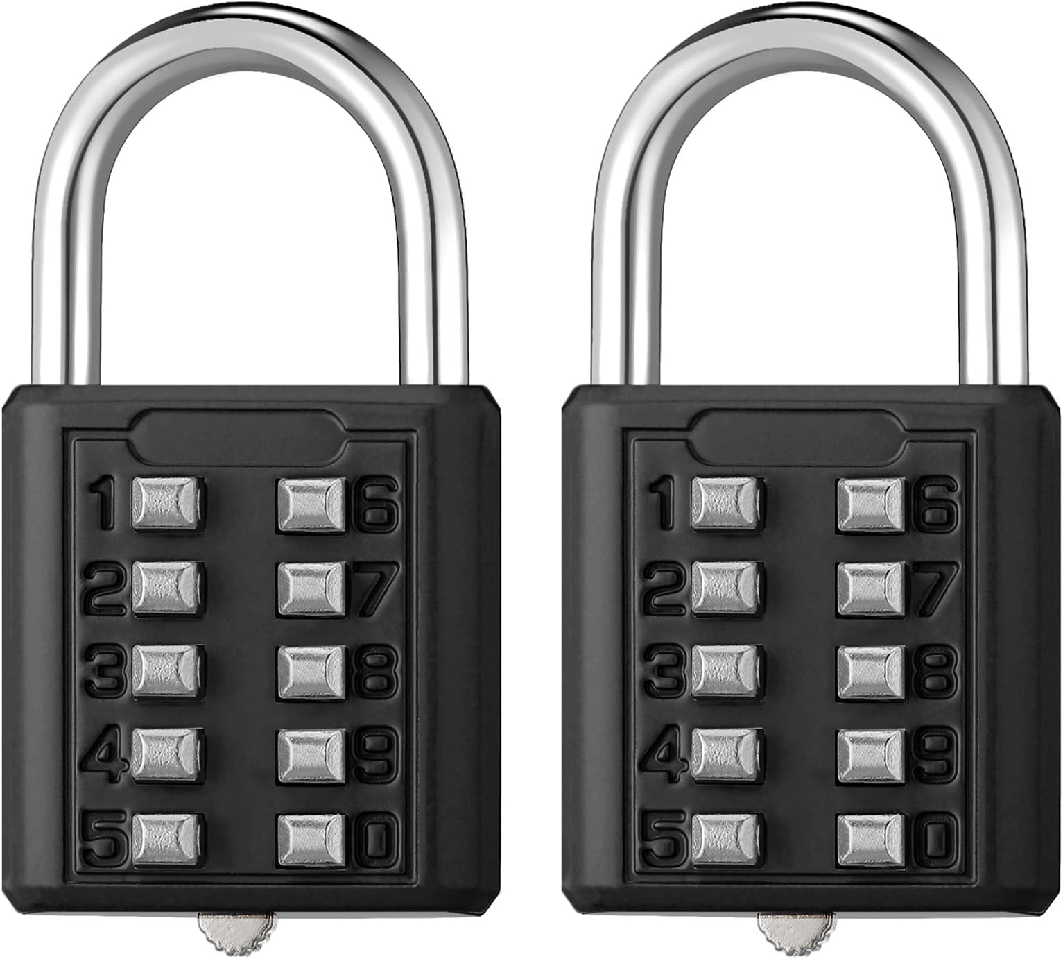 Hotop 2 Pieces Digits Combination Locks, 10 Digit Push Button Combination Padlock, 5 Digit Locking Mechanism for School Gym, Sport, Fence, Toolbox, Case, Suitcase, Luggage, Drawer, Door (Black)