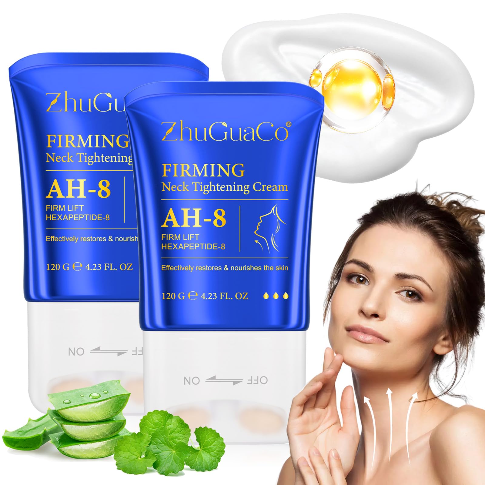 AH-8 Firming Neck Cream,Firming Lifting Neck Creams for Tightening & Moisturizing Skin with Massage Roller