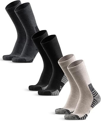 Mens Hiking Socks 3 Pairs Merino Wool, Cushion Hike Trek Micro Crew Socks With Moisture Wicking for Outdoor Sports