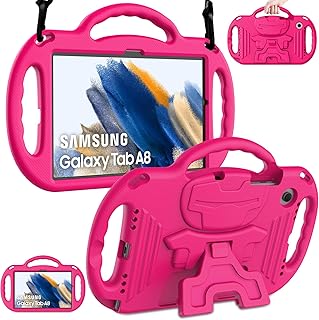 LTROP Kids Case for Samsung Galaxy Tab A8 10.5 2022(SM-X200/X205/X207) with Shoulder Strap - Galaxy Tab A8 Case for Kids, Light Weight Shockproof Handle Stand Case for Galaxy Tab A8 10.5" 2022, Pink